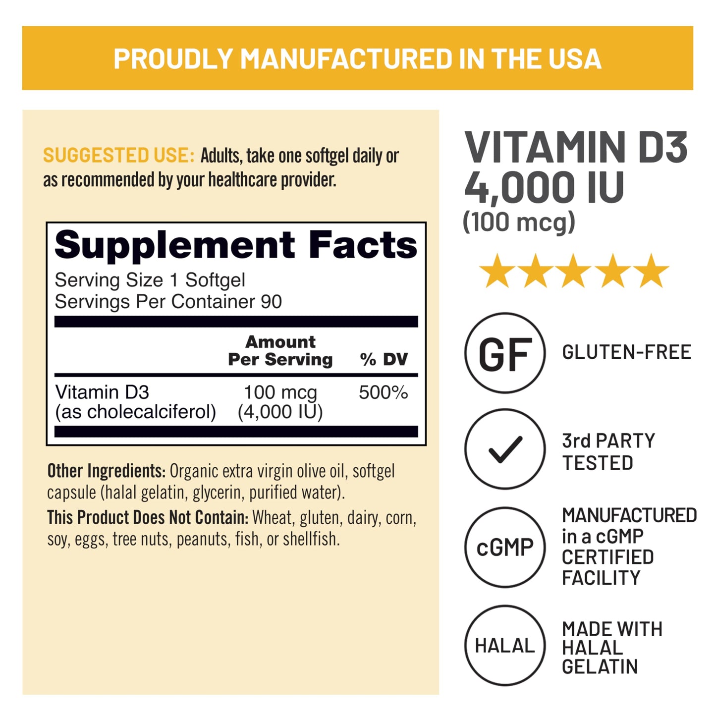 NatureWise Vitamin D3 4000iu (100 mcg) Softgel, 90 Count