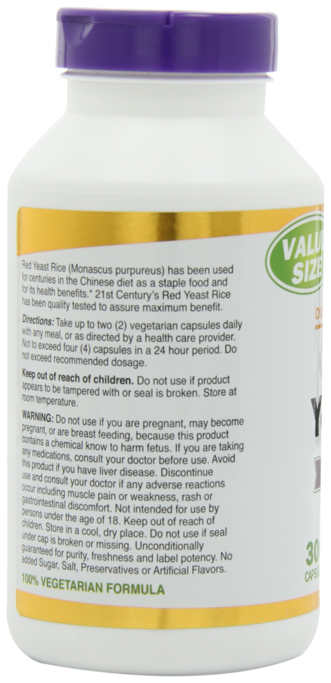 21st Century Red Yeast Rice Extract Veg Capsules, 300 Count