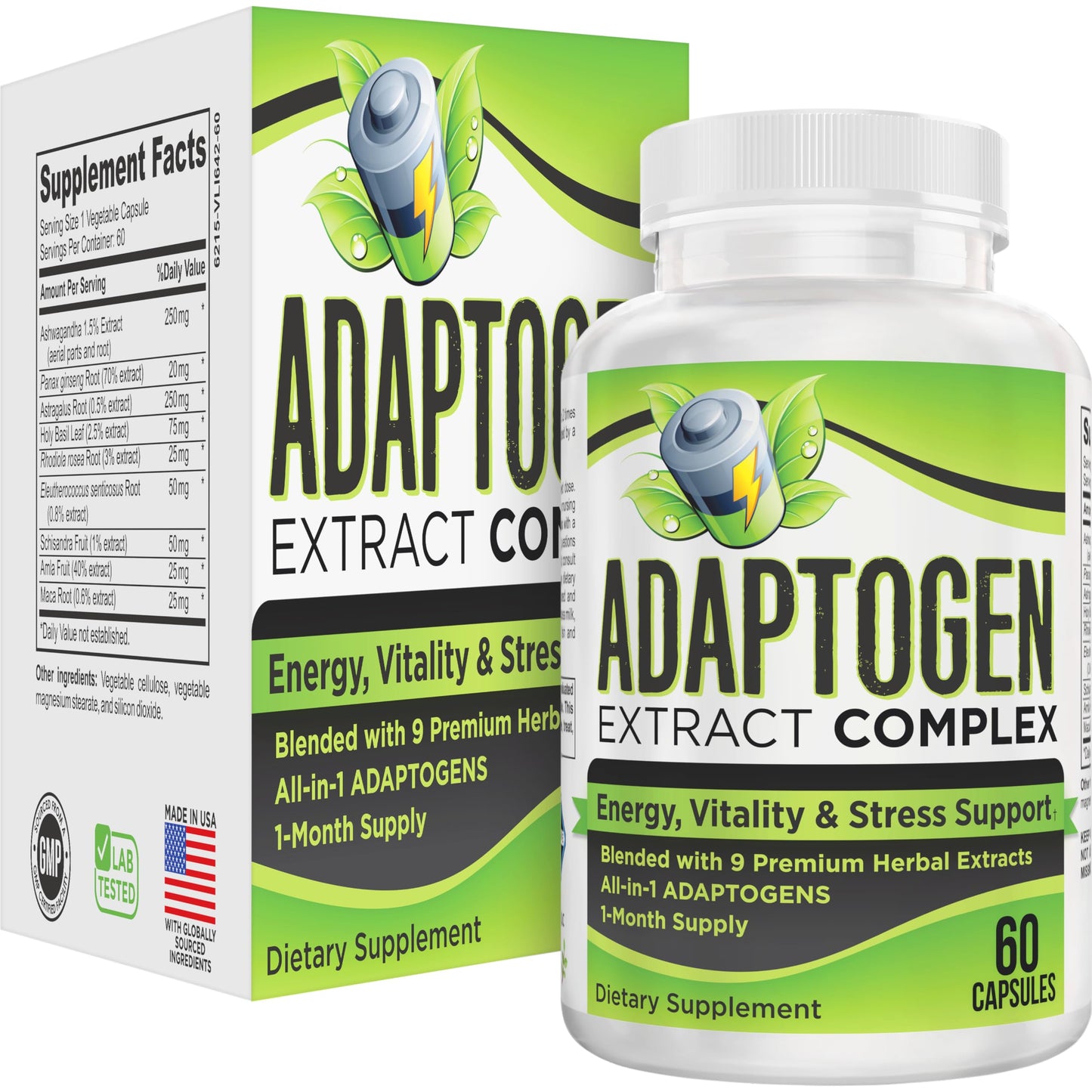 Elevate Recovery Supplements Adaptogens Extract Complex 9-in-1 Capsule 60 Capsules