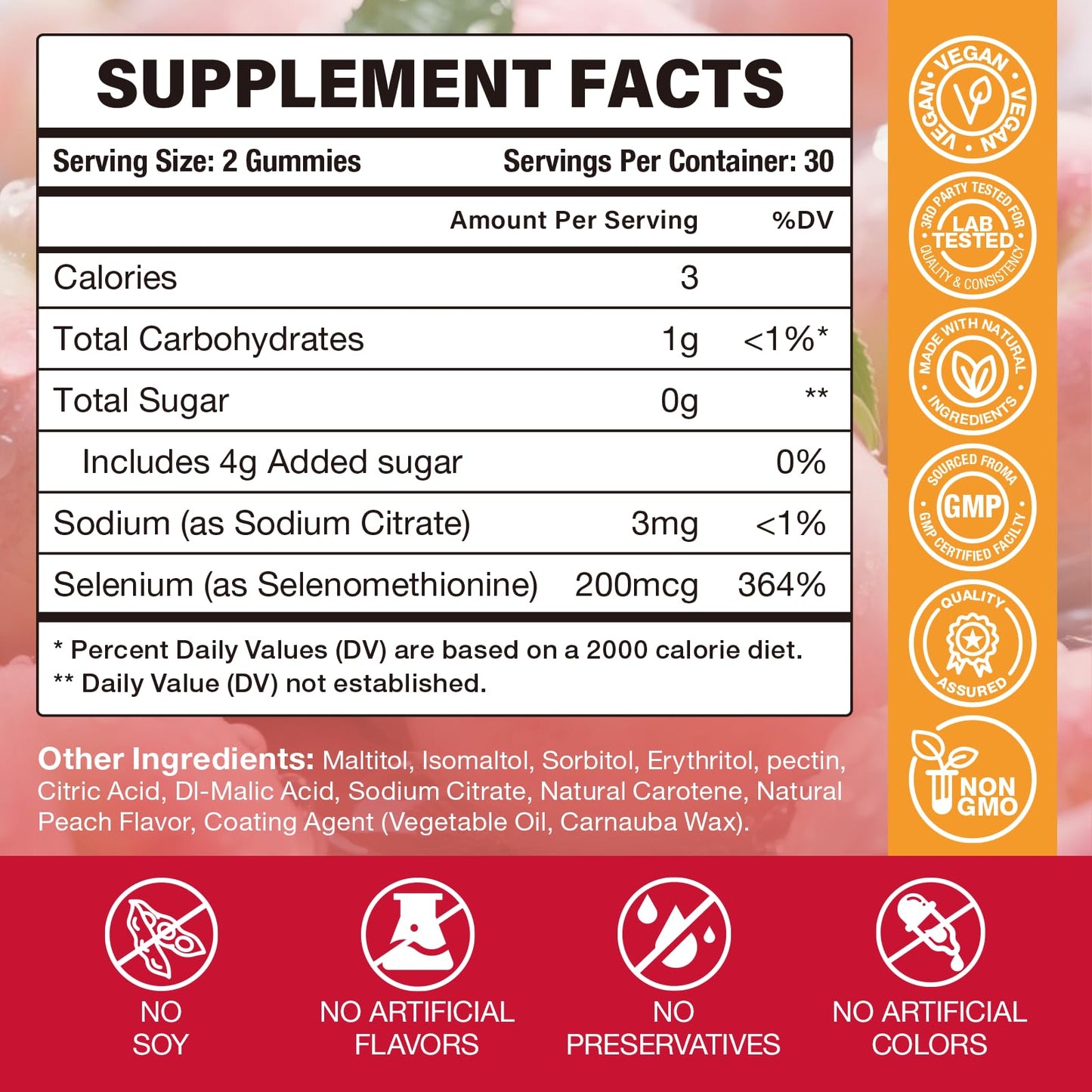 Yidout Selenium Supplement for Thyroid Support Gummy, 60 Count, 200mcg