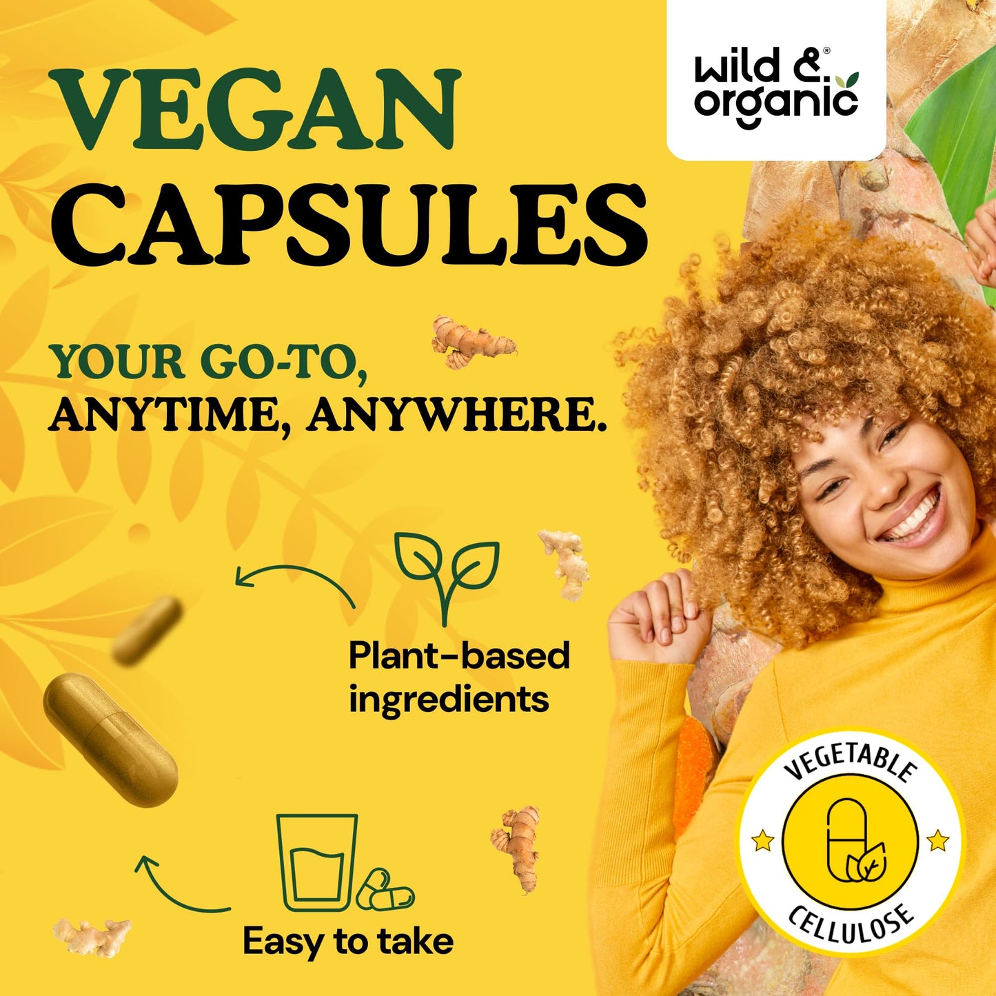 Wild & Organic Turmeric and Ginger Capsules 60 Count