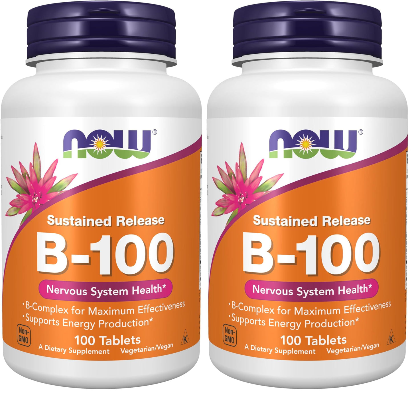 NOW Foods Vitamin B-100 Sustained Release Tablet, 200 Tablets