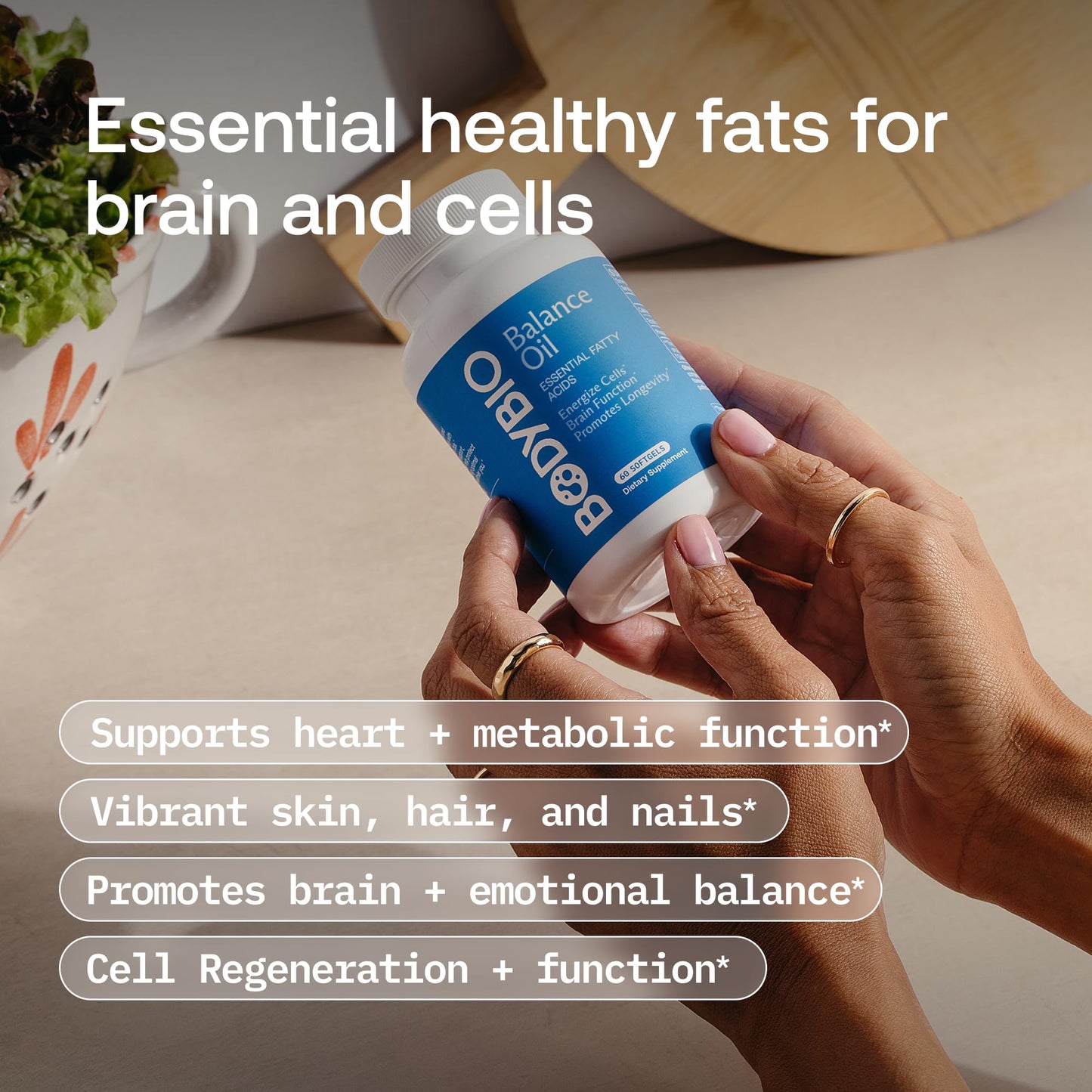 BodyBio Balance Oil Essential Fatty Acids for Brain, Skin, & Mood Softgels, 60 Count