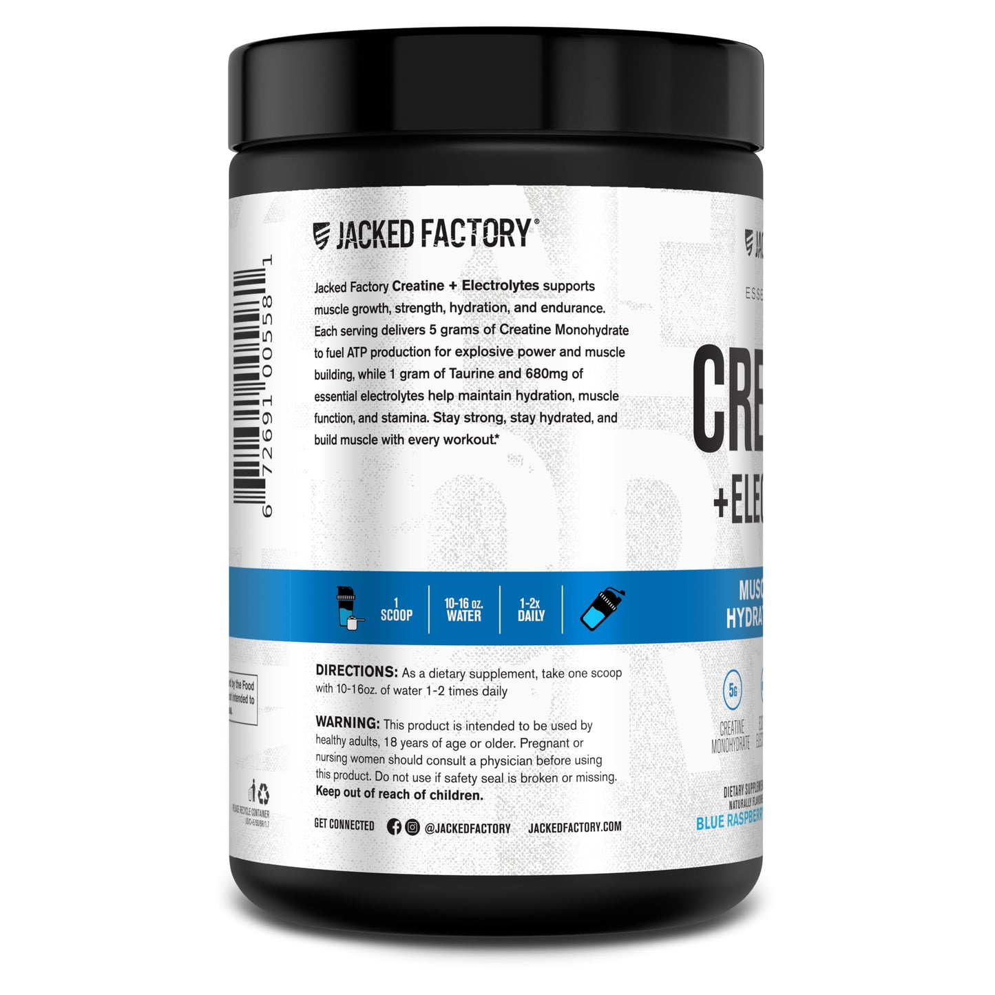 Jacked Factory Creatine Monohydrate + Electrolytes Powder, 50 Servings