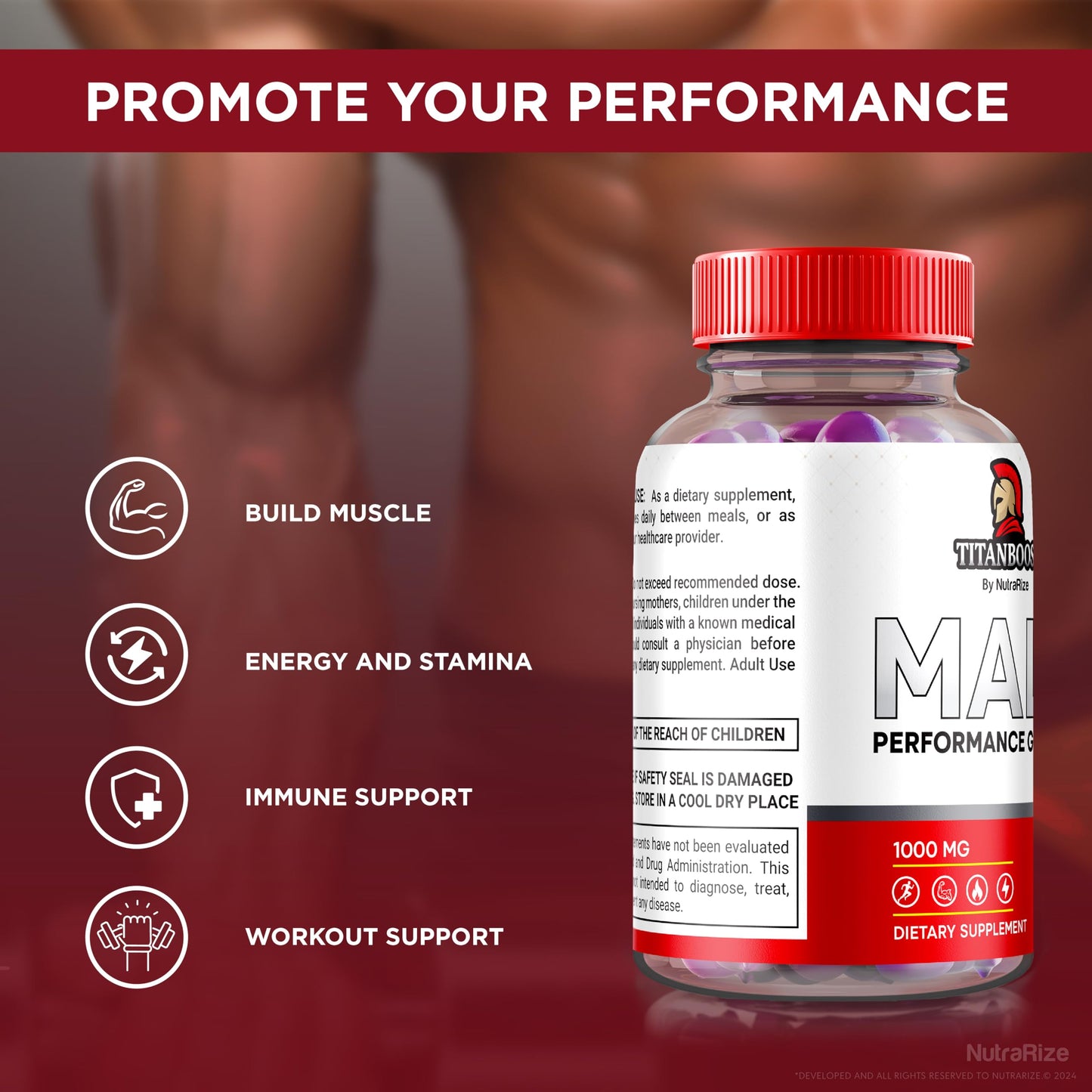 NutraRize TitanBoost Multivitamin Gummy, 300 Gummies