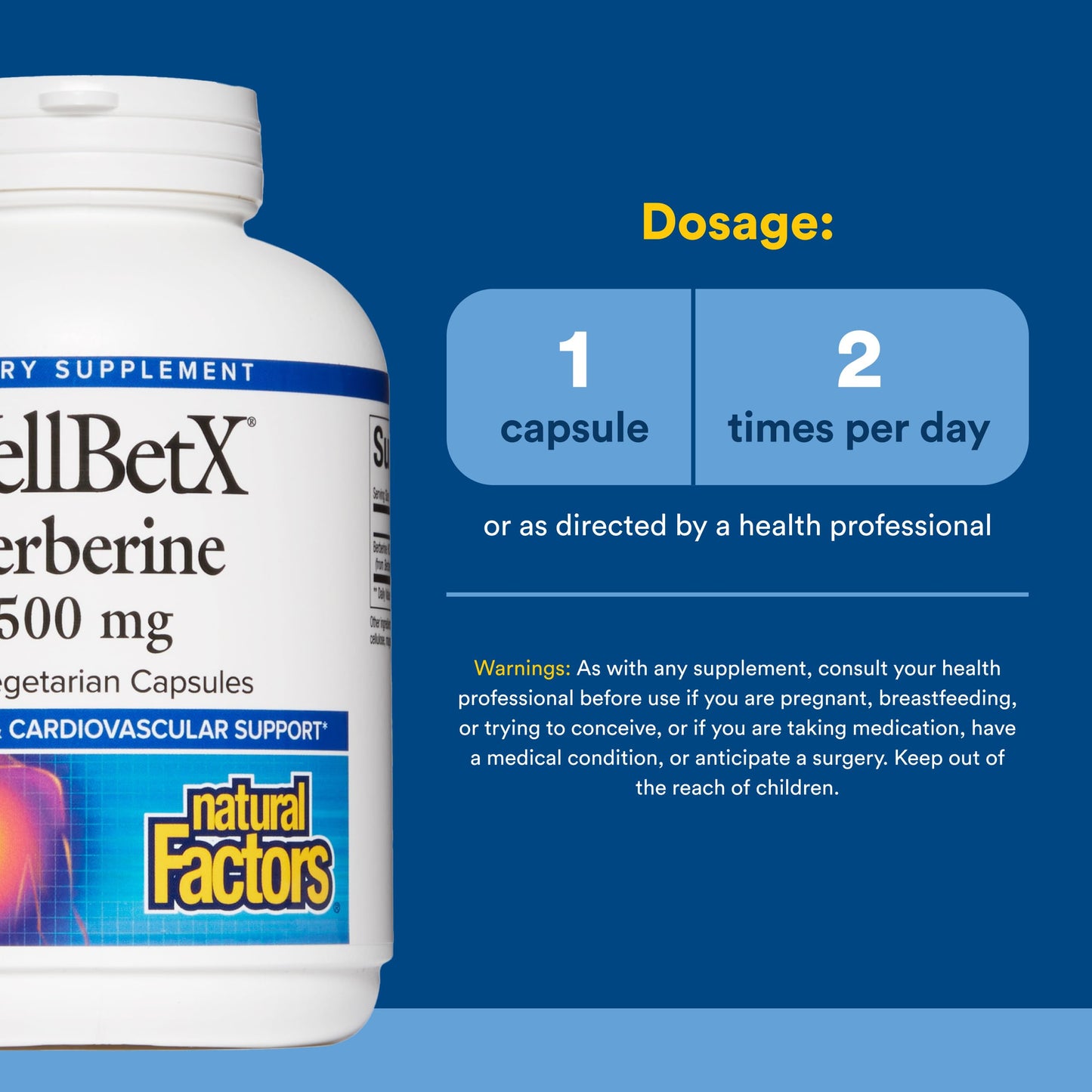 Natural Factors WellBetX Berberine 120 Vegetarian Capsules