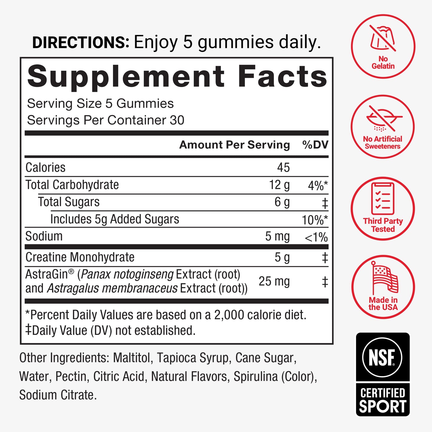 Force Factor Creatine Monohydrate Gummies, 150 Gummies