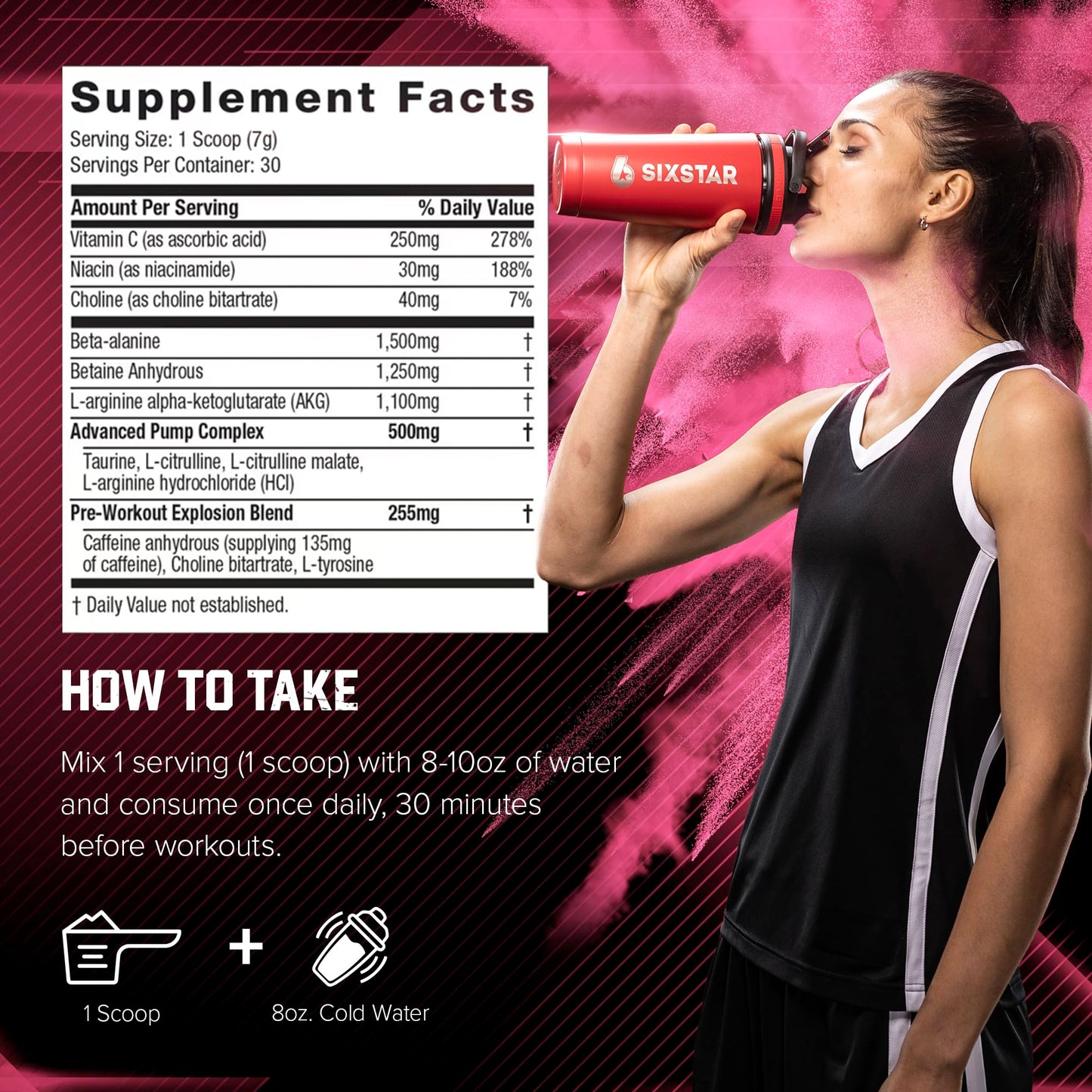 Six Star Pre-Workout Powder for Men & Women, Pink Lemonade, 9.63 Ounce