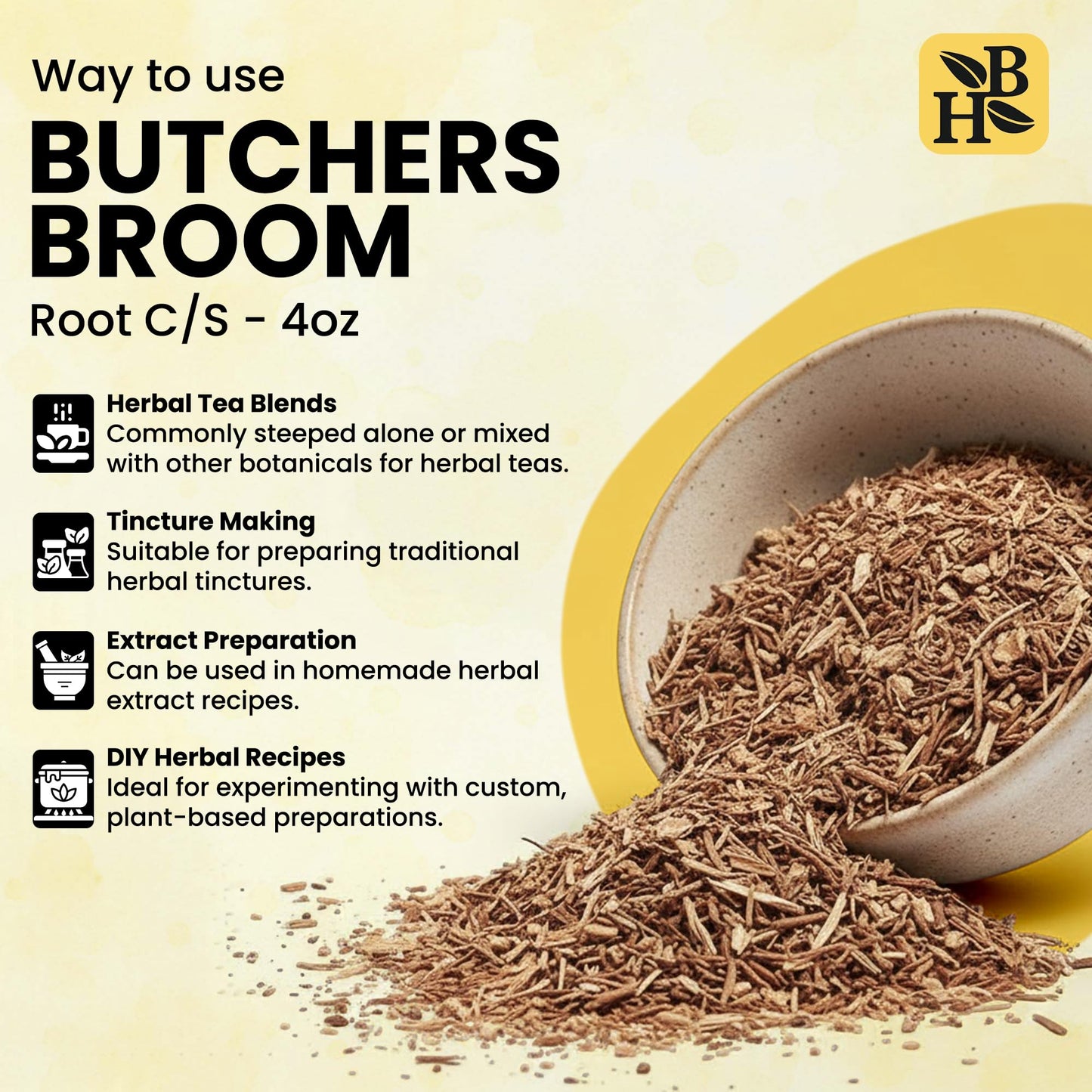 Herb To Body Butchers Broom Root C/S Powder 4 oz