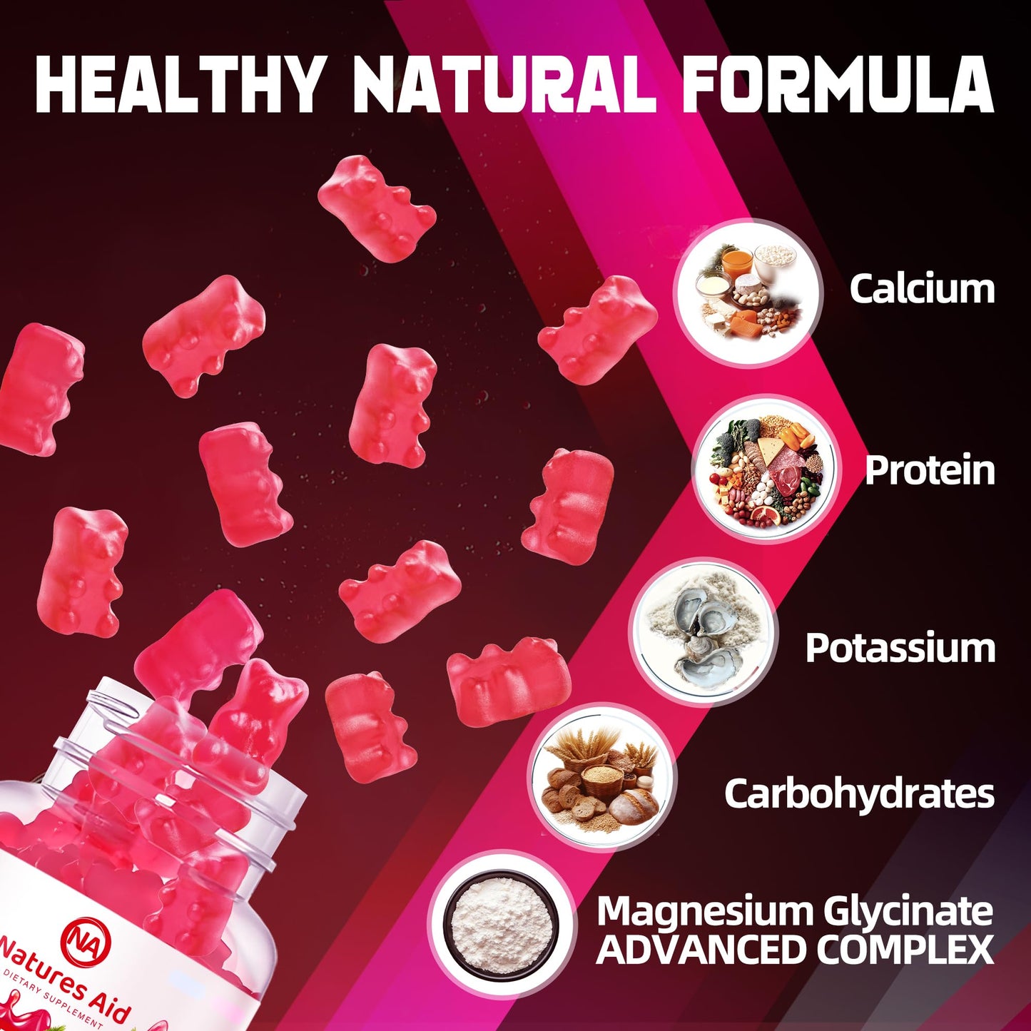 Natures Aid Magnesium Glycinate Gummies 1000mg, 90 Count