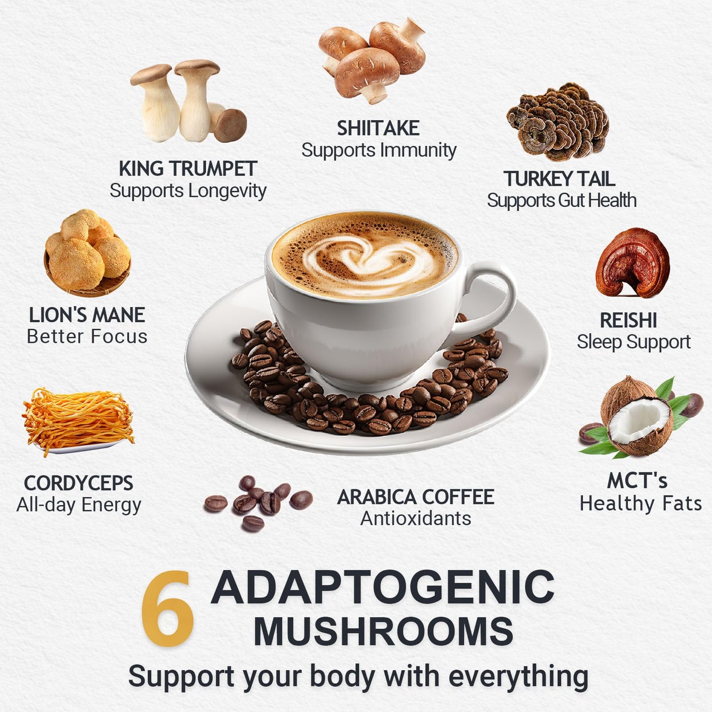 Buporai Mushroom Coffee Dark Roast Powder 6.35 Ounce