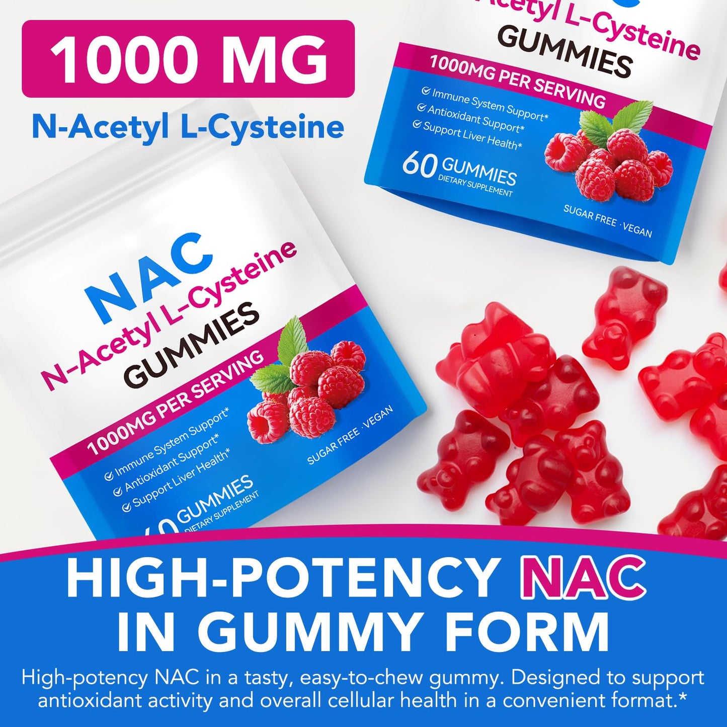 Daiasns NAC Gummies 1000mg, 60 Count