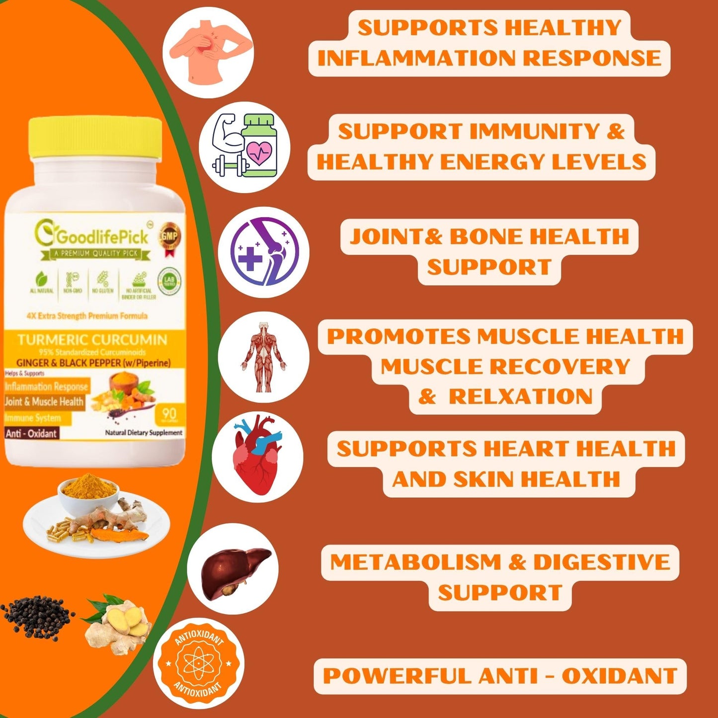 GoodlifePick Turmeric Curcumin & Moringa 180 Capsules