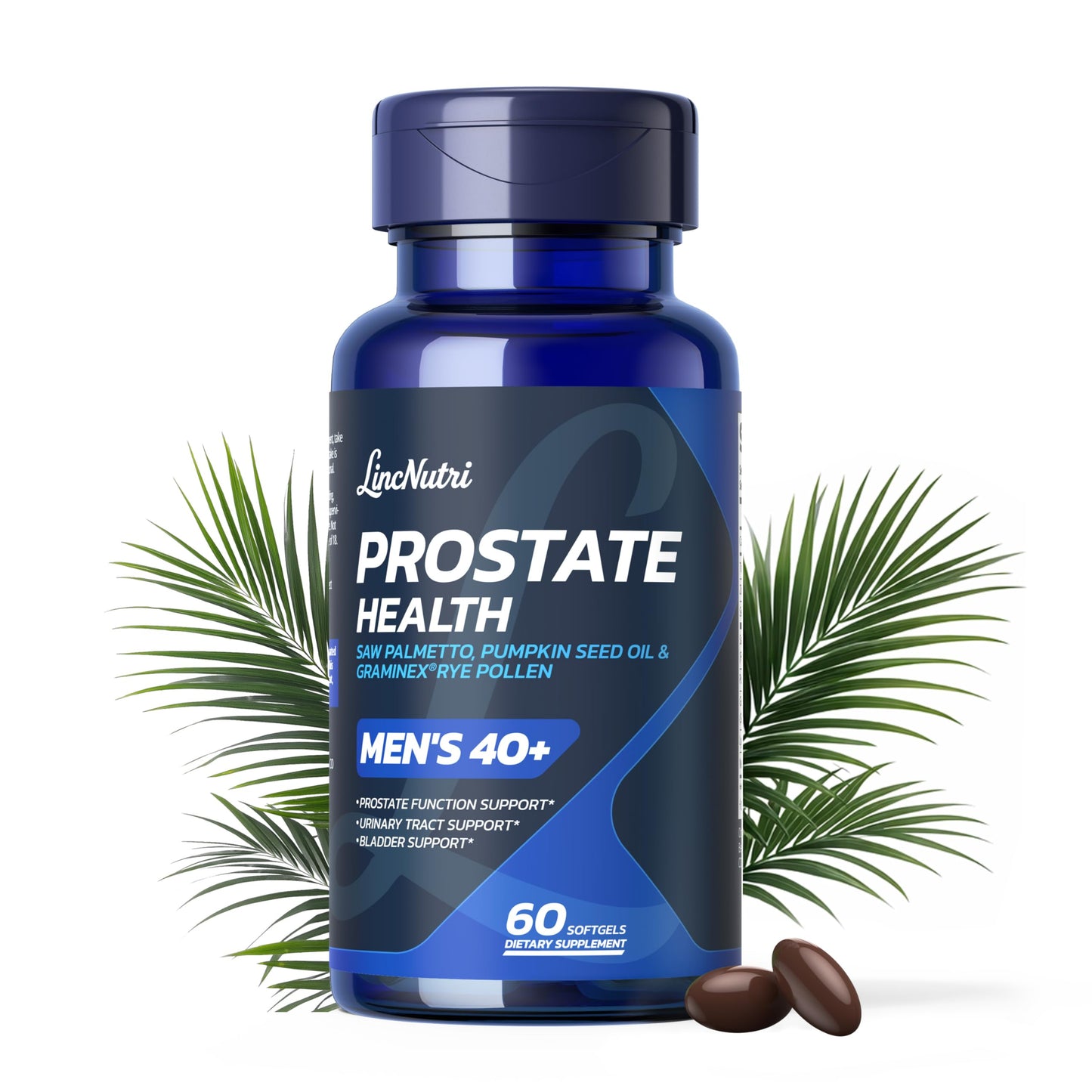 LincNutri Prostate Health Saw Palmetto with Pumpkin Seed Oil & Graminex Softgels, 60 Count