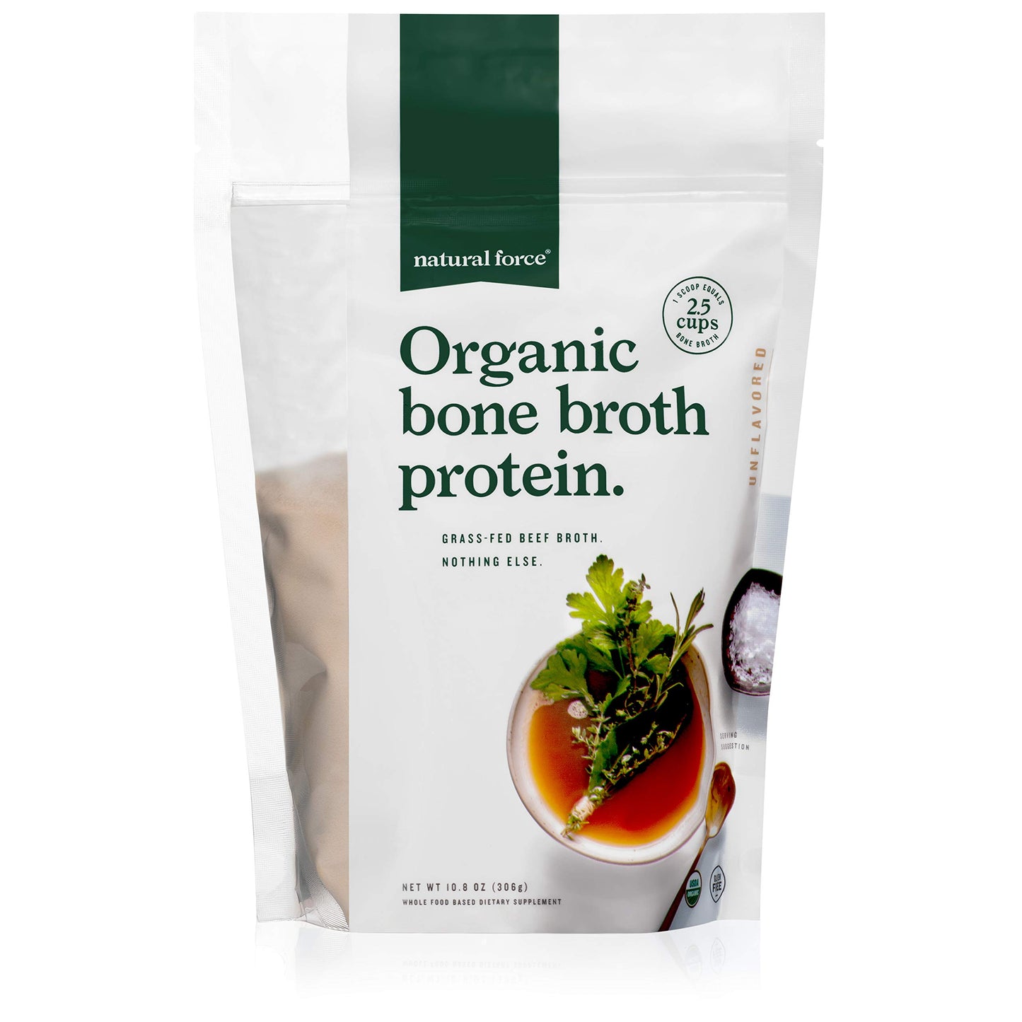 Natural Force Pure Organic Bone Broth Protein Powder 10.8 oz