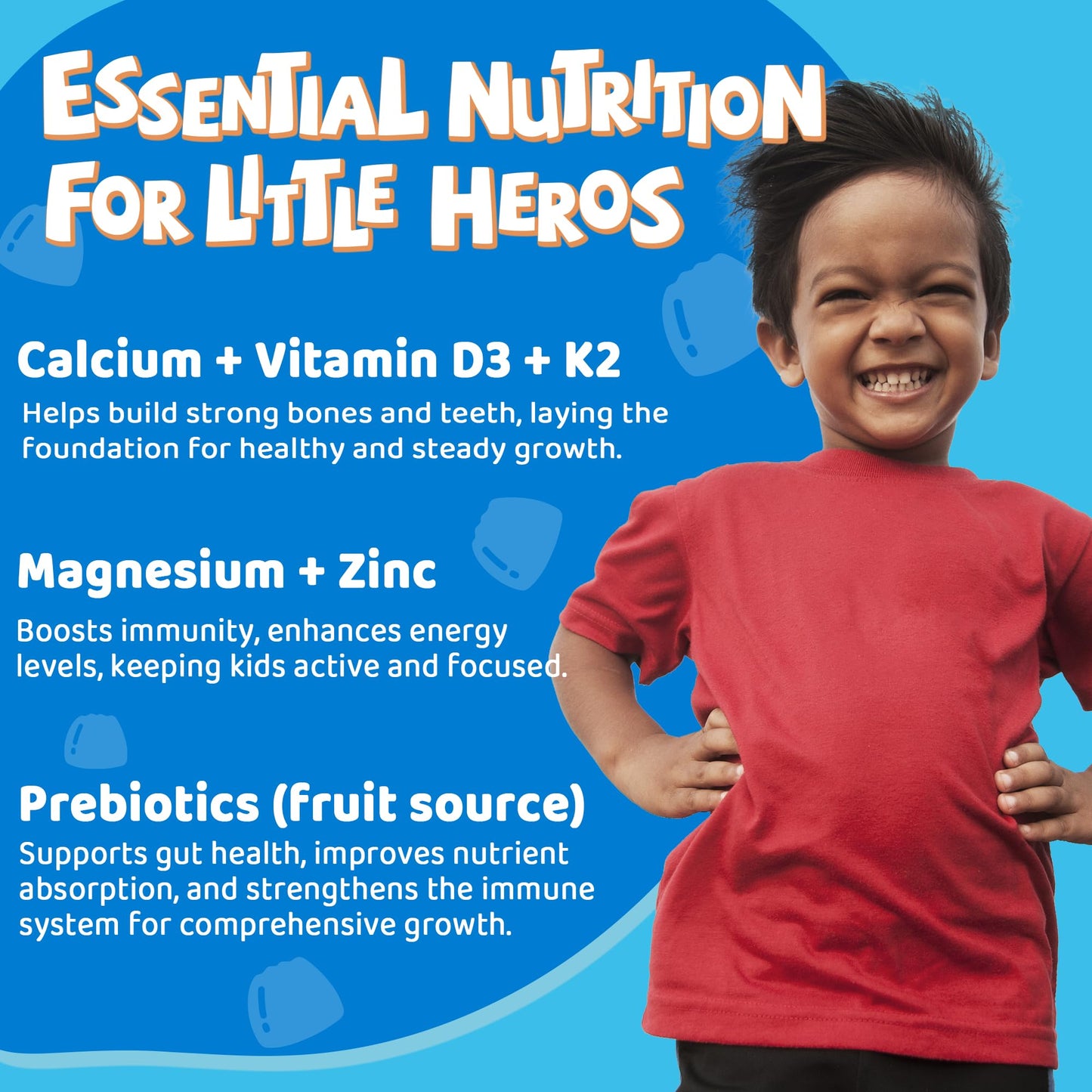 LILICARE Calcium for Kids 400mg Gummies with Vitamin D3, K2, Magnesium, Zinc, Algae Calcium, Sugar Free, Vegan, 120 Gummies