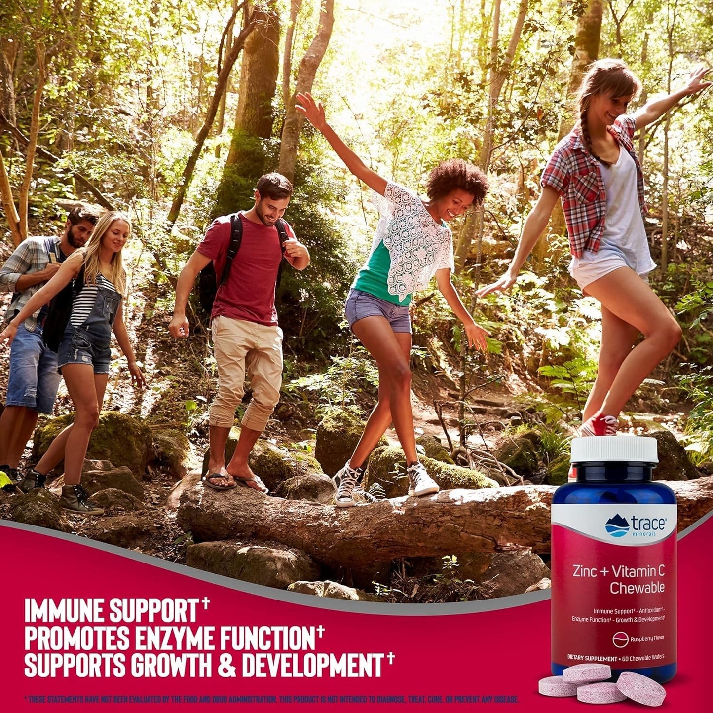 Trace Minerals Raspberry Chewable Zinc Gummy 60 Count