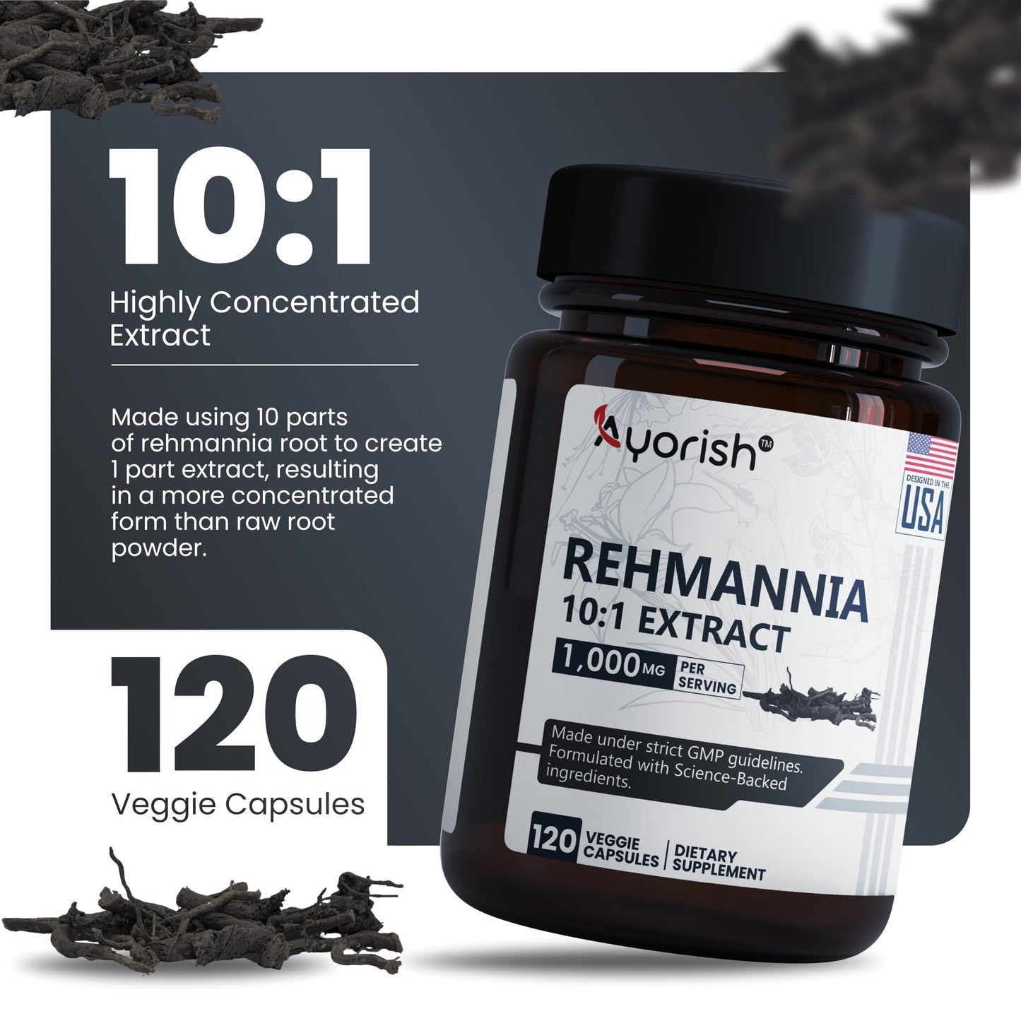 Ayorish Rehmannia Capsules 1000mg, 1 Count