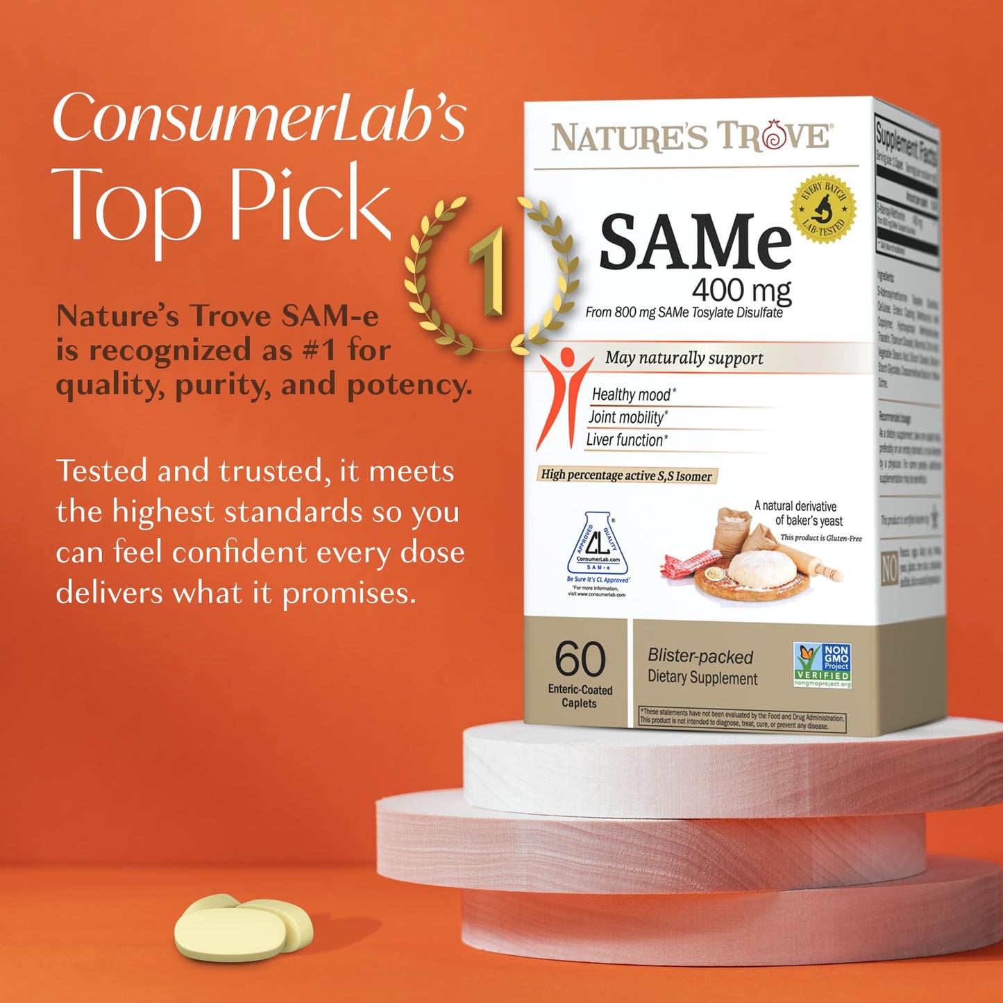 Nature's Trove SAM-e 400mg Tablet, 60 Count