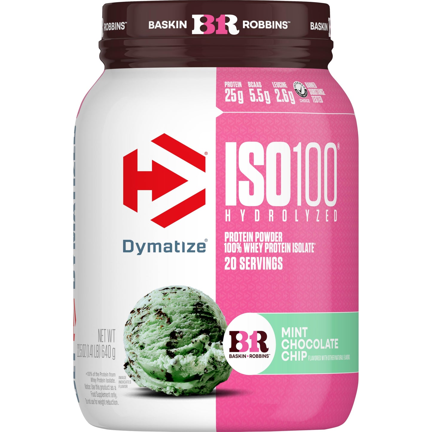 Dymatize ISO100 Protein Powder, 100% Whey Isolate, Mint Chocolate Chip, 1