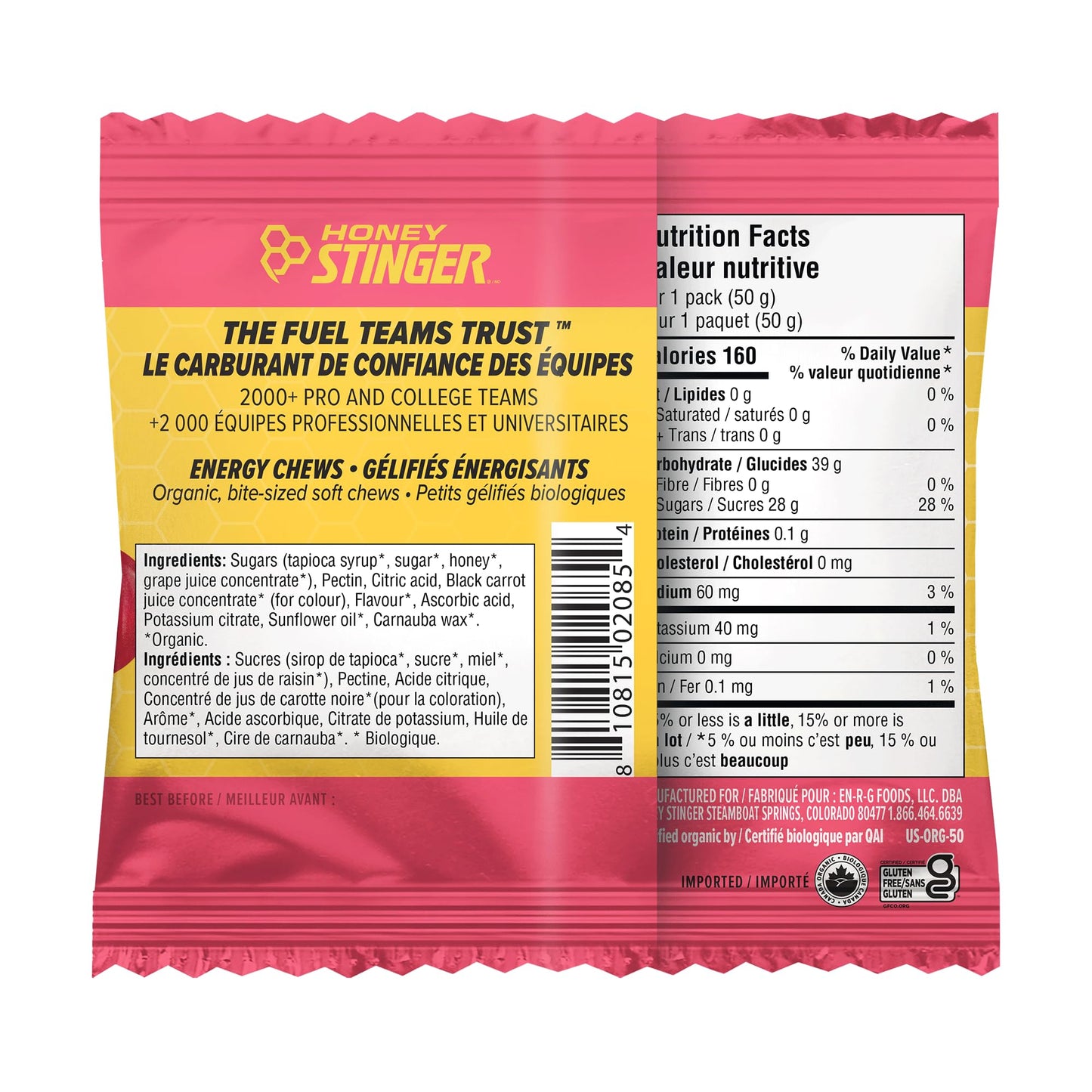 Honey Stinger Organic Energy Chews 21.6 oz