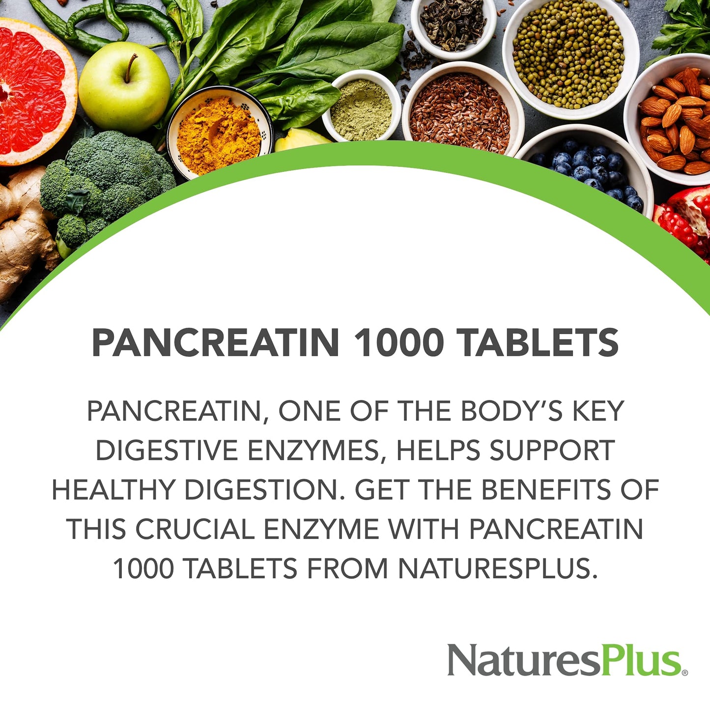 NaturesPlus Pancreatin 1000 mg Tablet, 60 Tablets