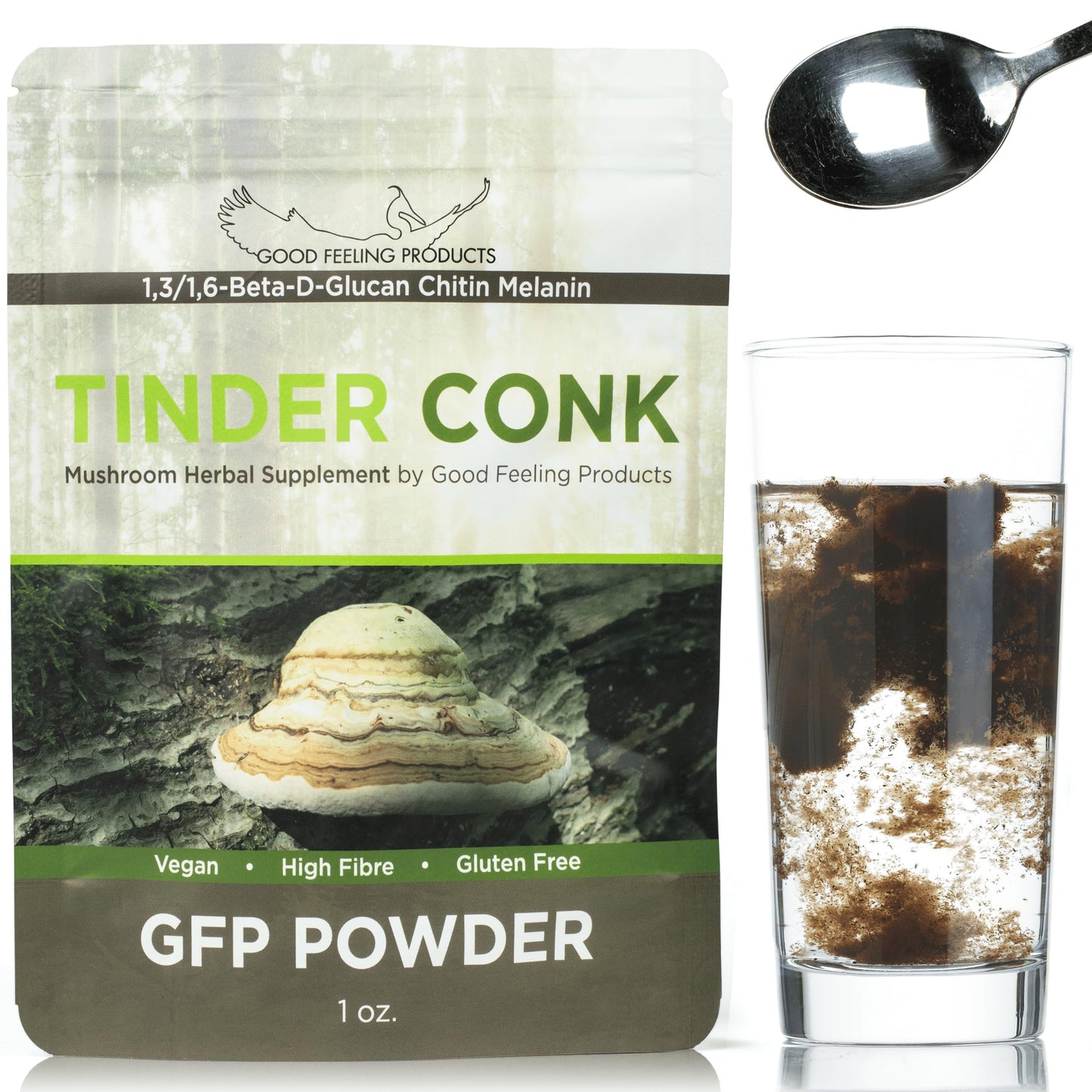 Good Feeling Products GFP Powder Mushroom Supplement Tinder Conk - Immune Support for Men & Women, 1 Ounce