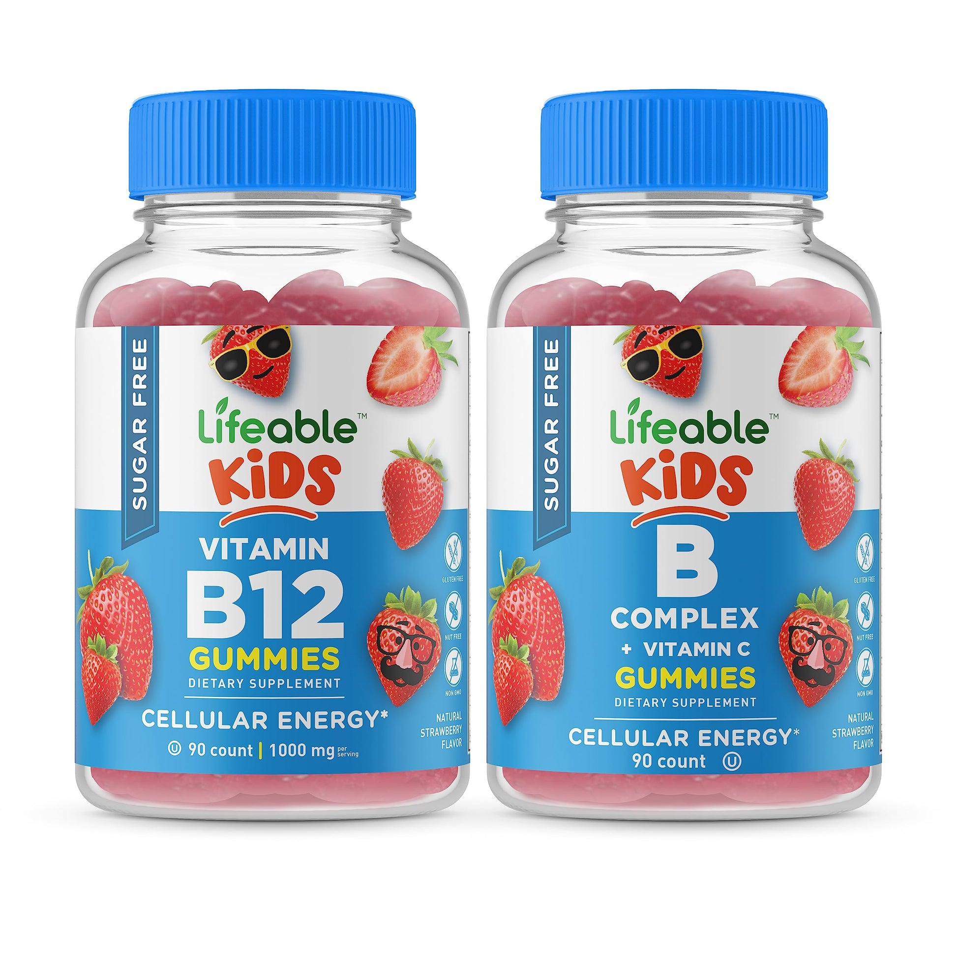 Lifeable Vitamin B12 + B Complex Gummies for Kids, Sugar Free, Gluten Free, GMO Free, 180 Gummies