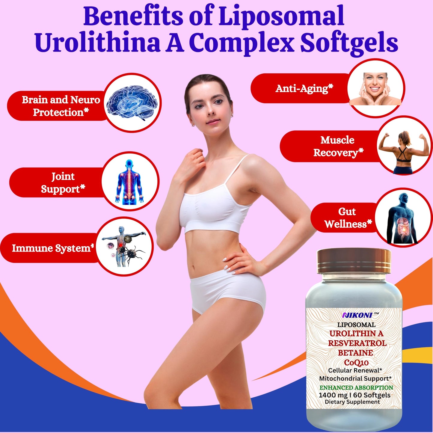 Nikoni Liposomal Urolithin-A Supplement 1400mg Softgels 240