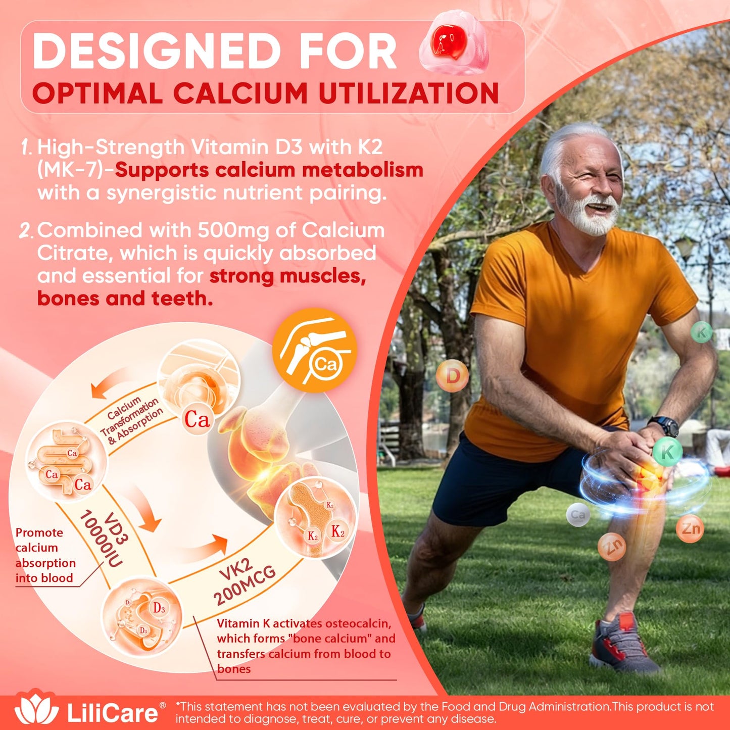 LILICARE Vitamin D3 K2 120 Gummies