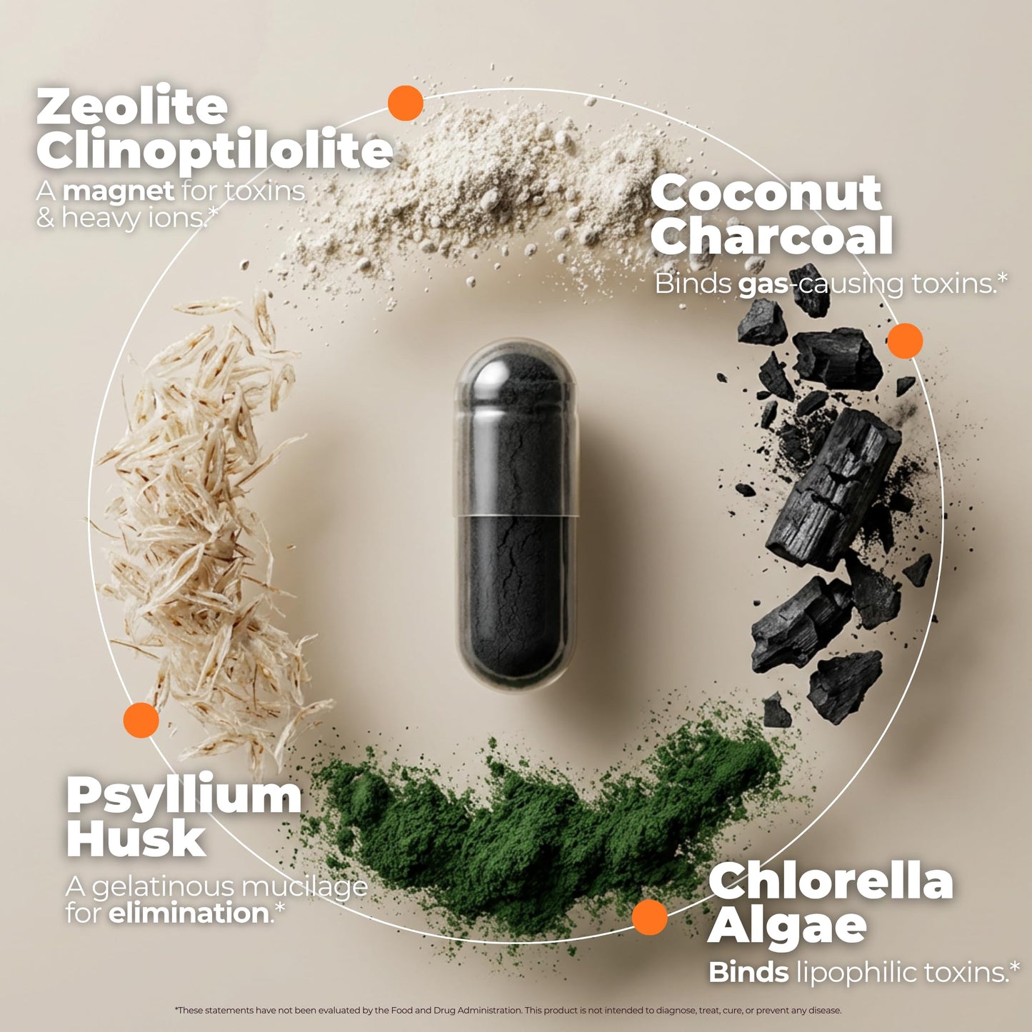 TODICAMP SORBOLIT Colon Cleanse Formula + Debloat - Zeolite Detox, Chlorella, Activated Charcoal & Psyllium Husk Fiber for Gut Health, Gut Cleanse, Colon Detox & Digestive Balance – 120 Vegan Capsules