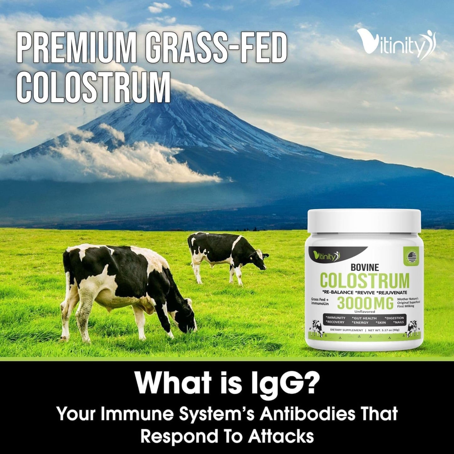 VITINITY Grass Fed Bovine Colostrum Powder 2 Pack