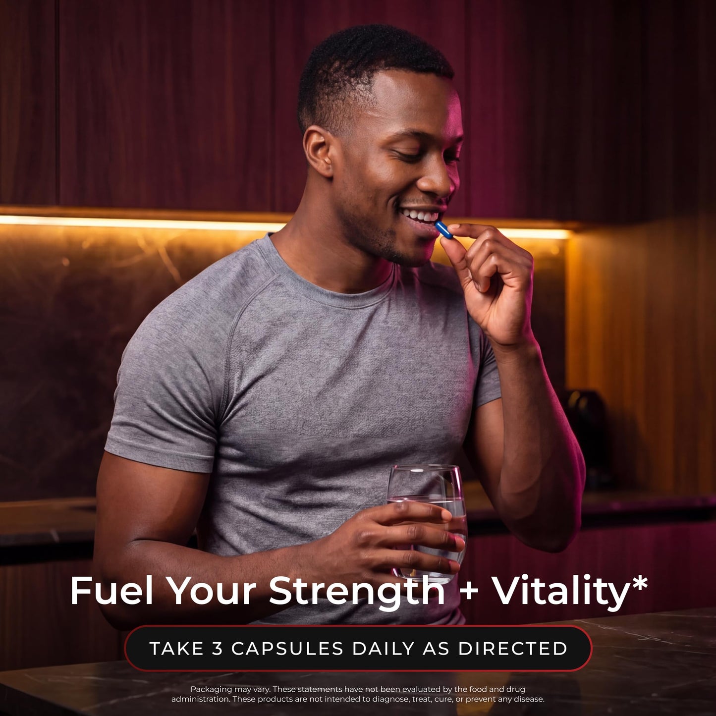 RAW Synergies Men’s Vitality L-Arginine & Cordyceps for Strength, Heart & Focus – Performance Support Supplement, 90 Capsules
