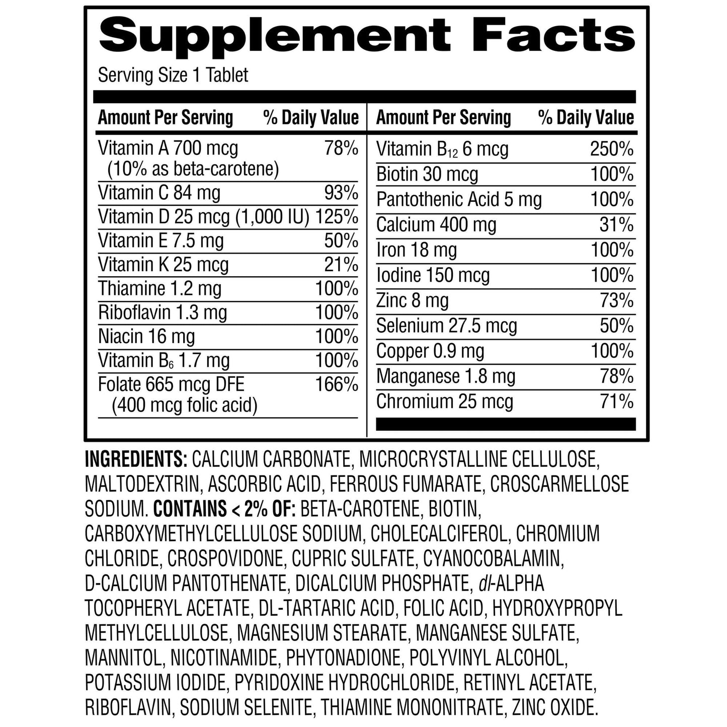 FUSION SHOP STORE Multivitamin Multimineral for Women One Daily Supplement Tablets, 100 Count