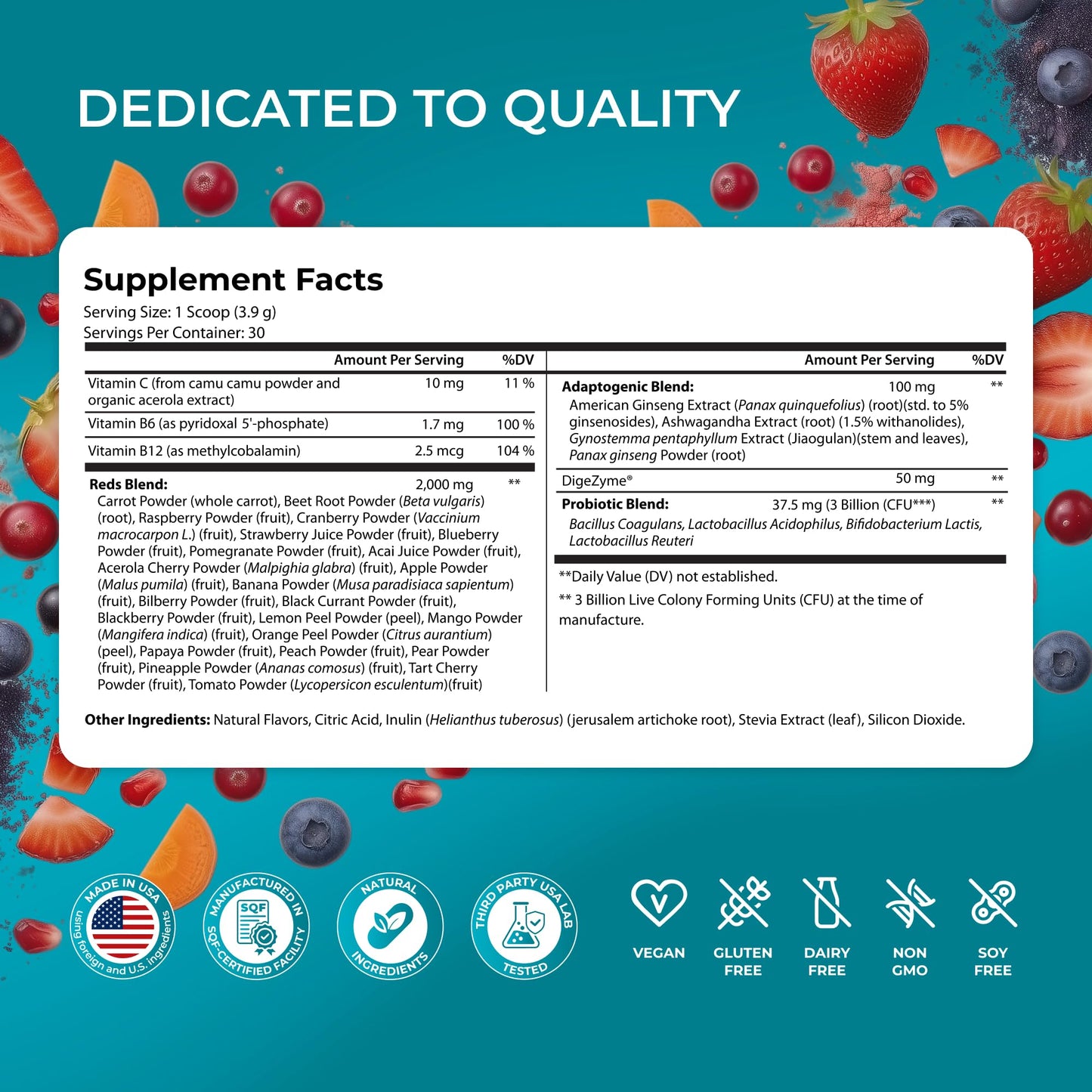 PUREHEALTH RESEARCH Metabolic Reds - Organic Superfood Powder Supplement, 4.13 oz