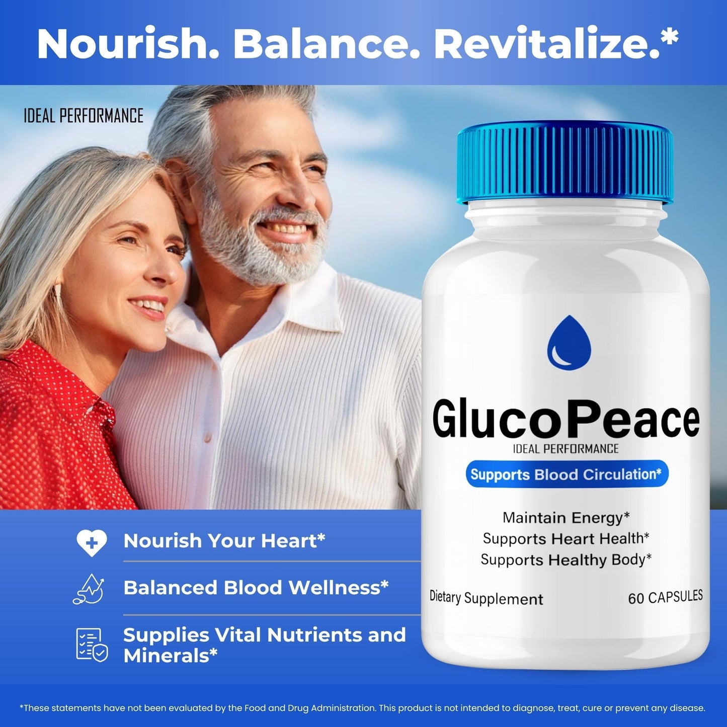IDEAL PERFORMANCE Gluco Peace Advanced Blood Formula Capsule 180 Count