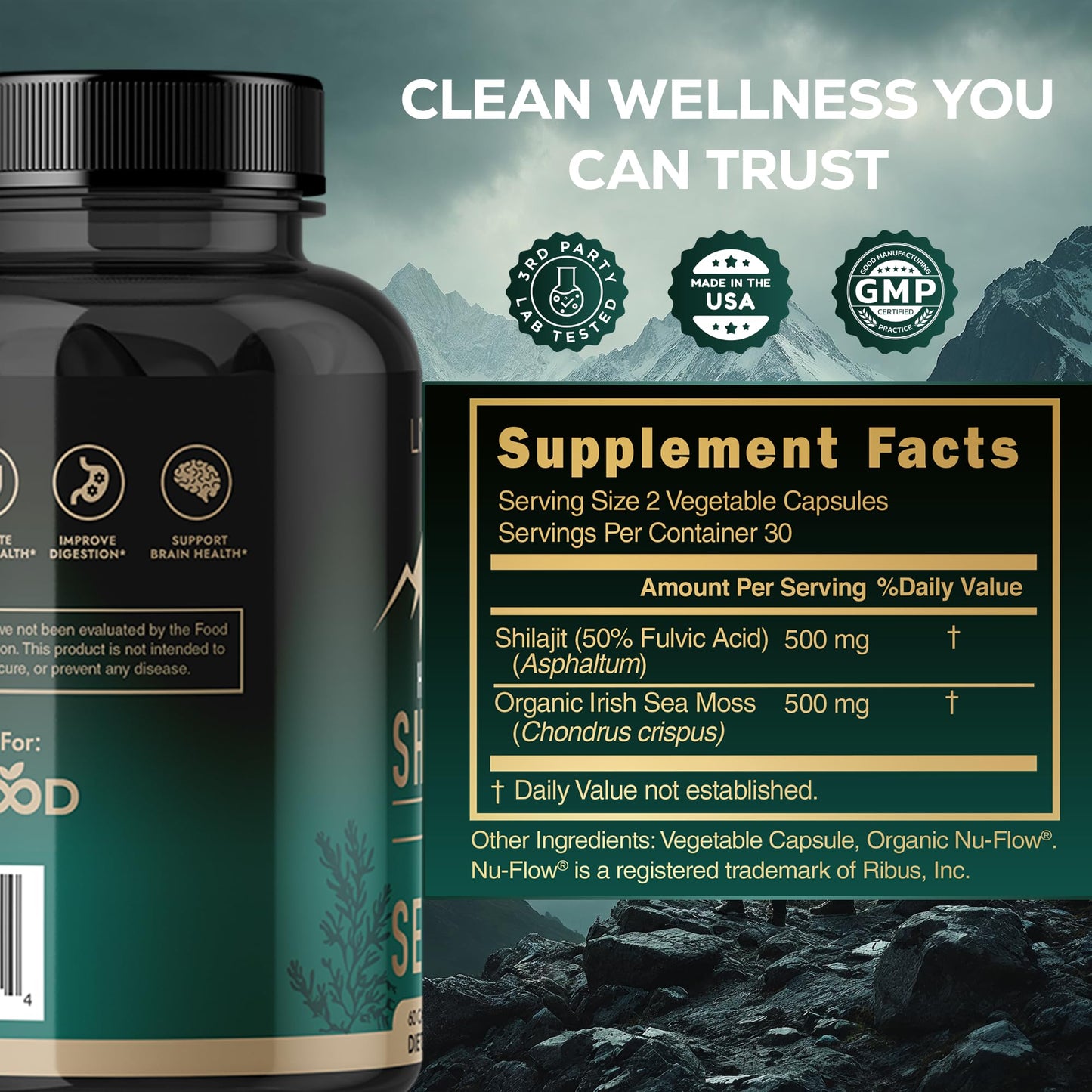 LIVEGOOD Himalayan Shilajit and Organic Sea Moss Capsules, 60 Capsules