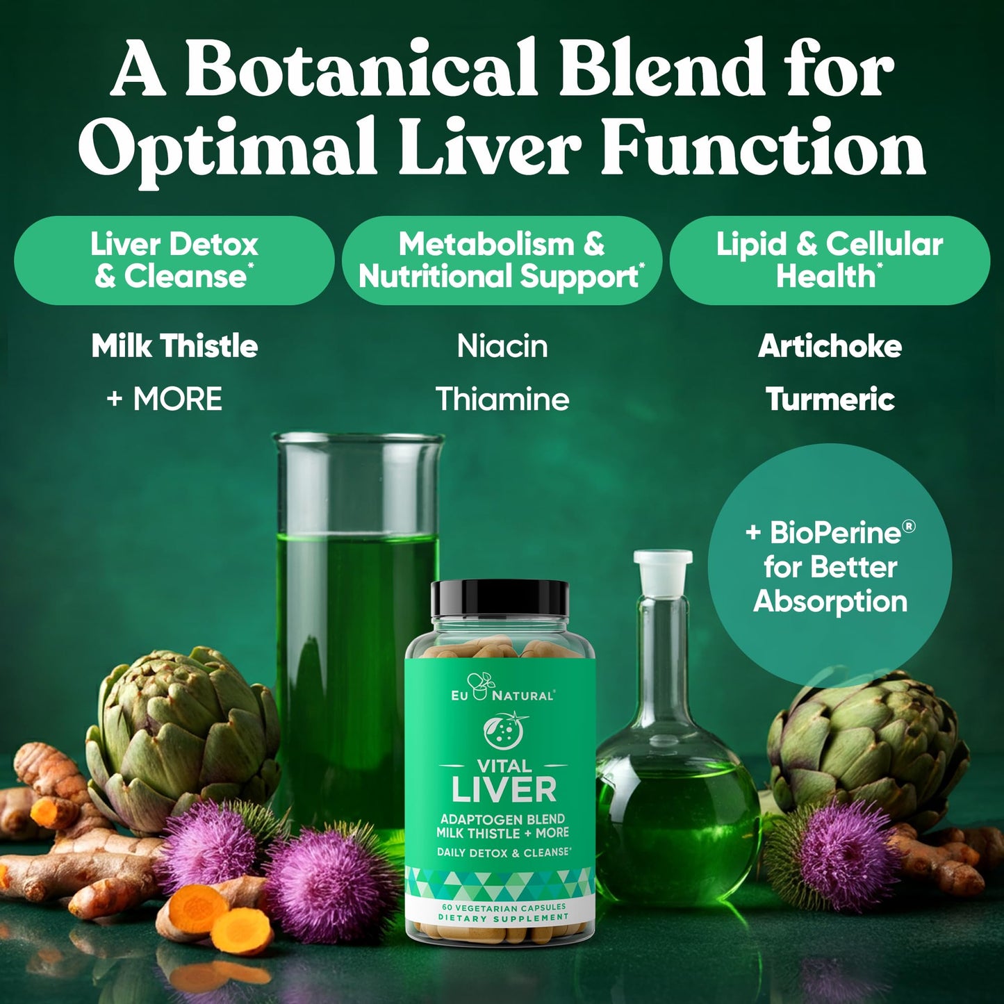 Eu Natural Liver Cleanse Detox & Repair Support Supplement Capsule, 60 Capsules