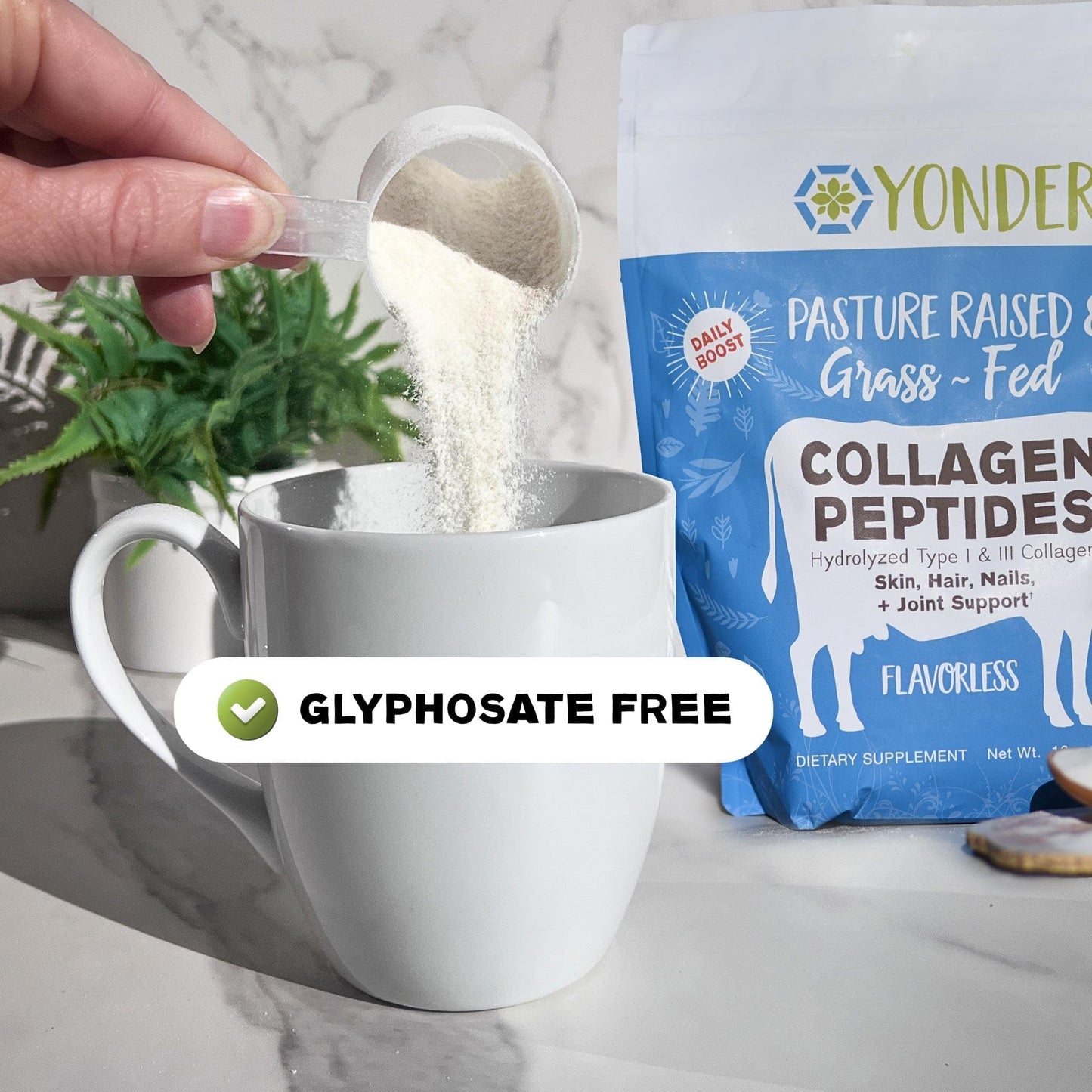 Yonder Grass-Fed Pasture-Raised Bovine Collagen Peptides Powder, Unflavored, 16 oz