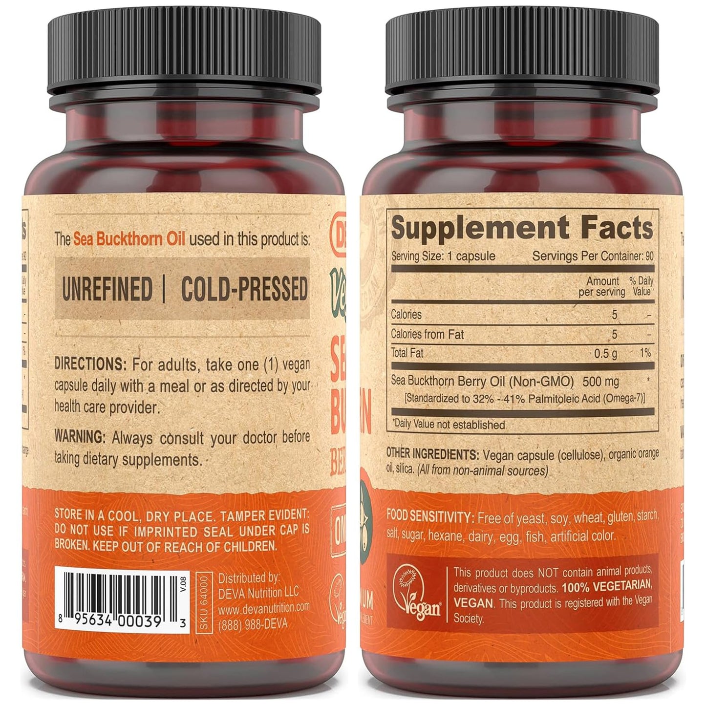 DEVA Vegan Sea Buckthorn Oil Capsules 180 Capsules