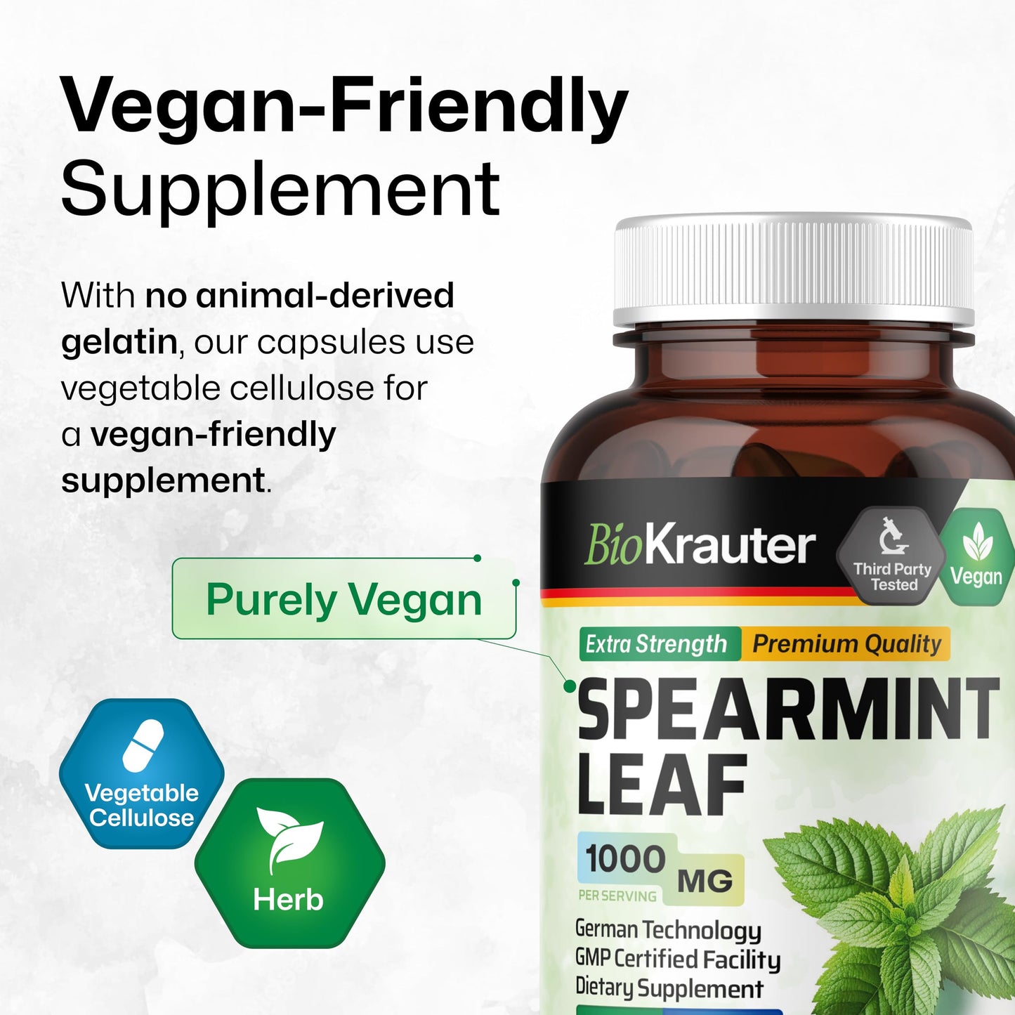 BIO KRAUTER Spearmint Capsules for Skin Support 100 Capsules