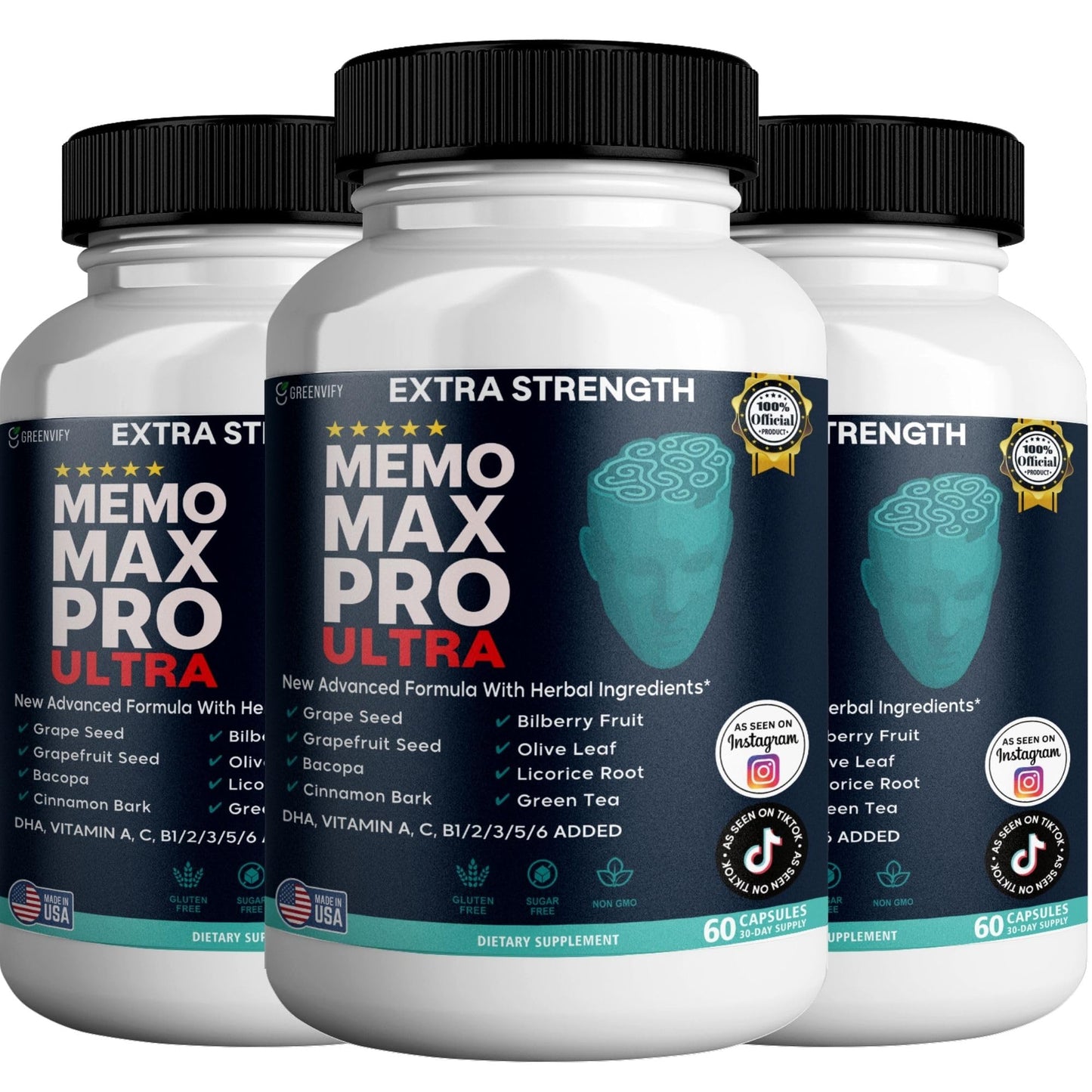 GREENVIFY Memo Max Pro Ultra Memory Support Supplement Capsules 180