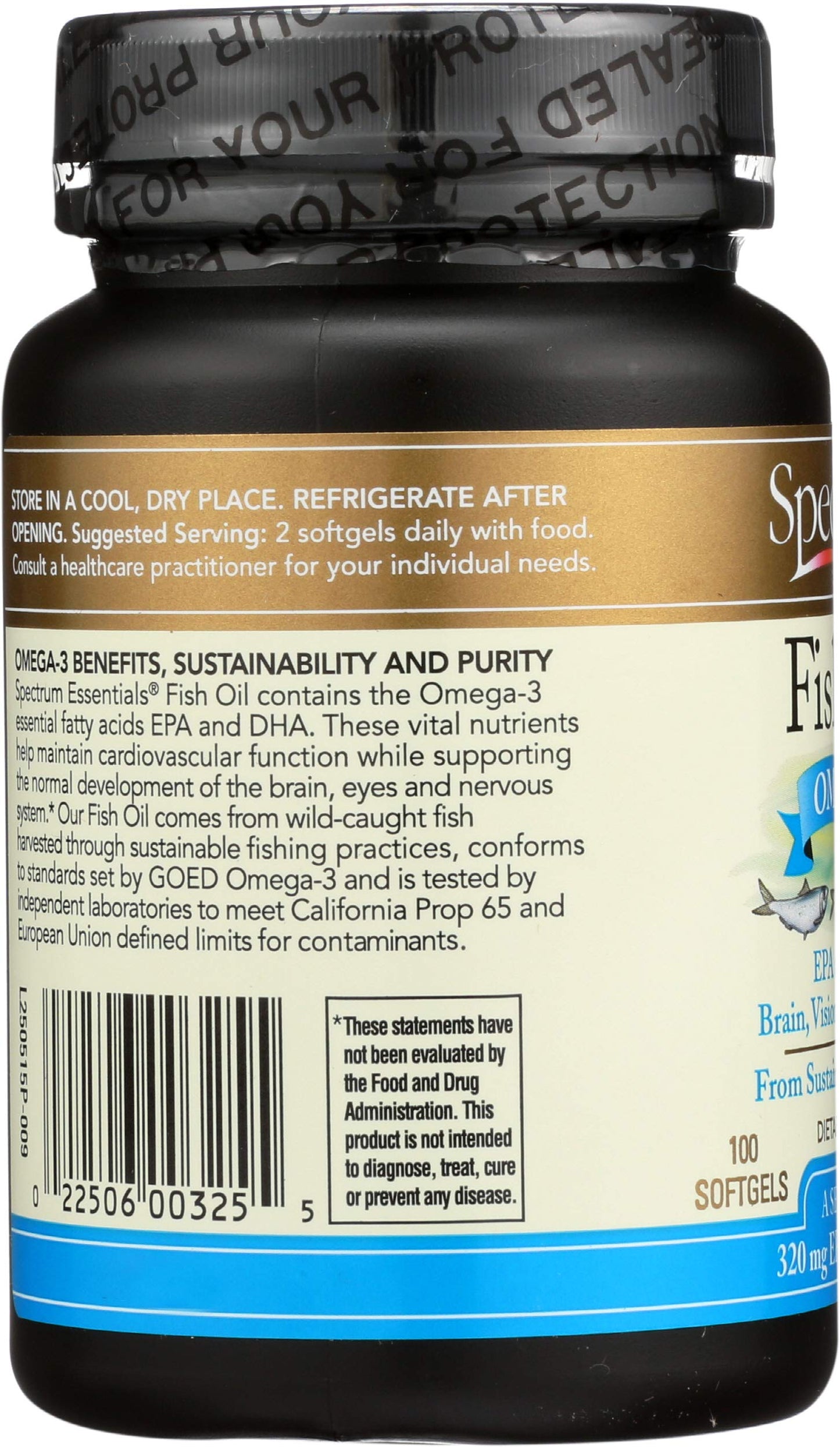 Spectrum Essentials Fish Oil Omega-3 Softgels 1000 mg, 100 Count