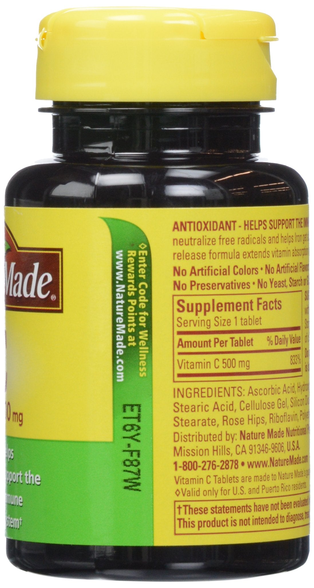 Nature Made Vitamin C 500 mg Timed Release Rose Hips Tablets, 60 Count
