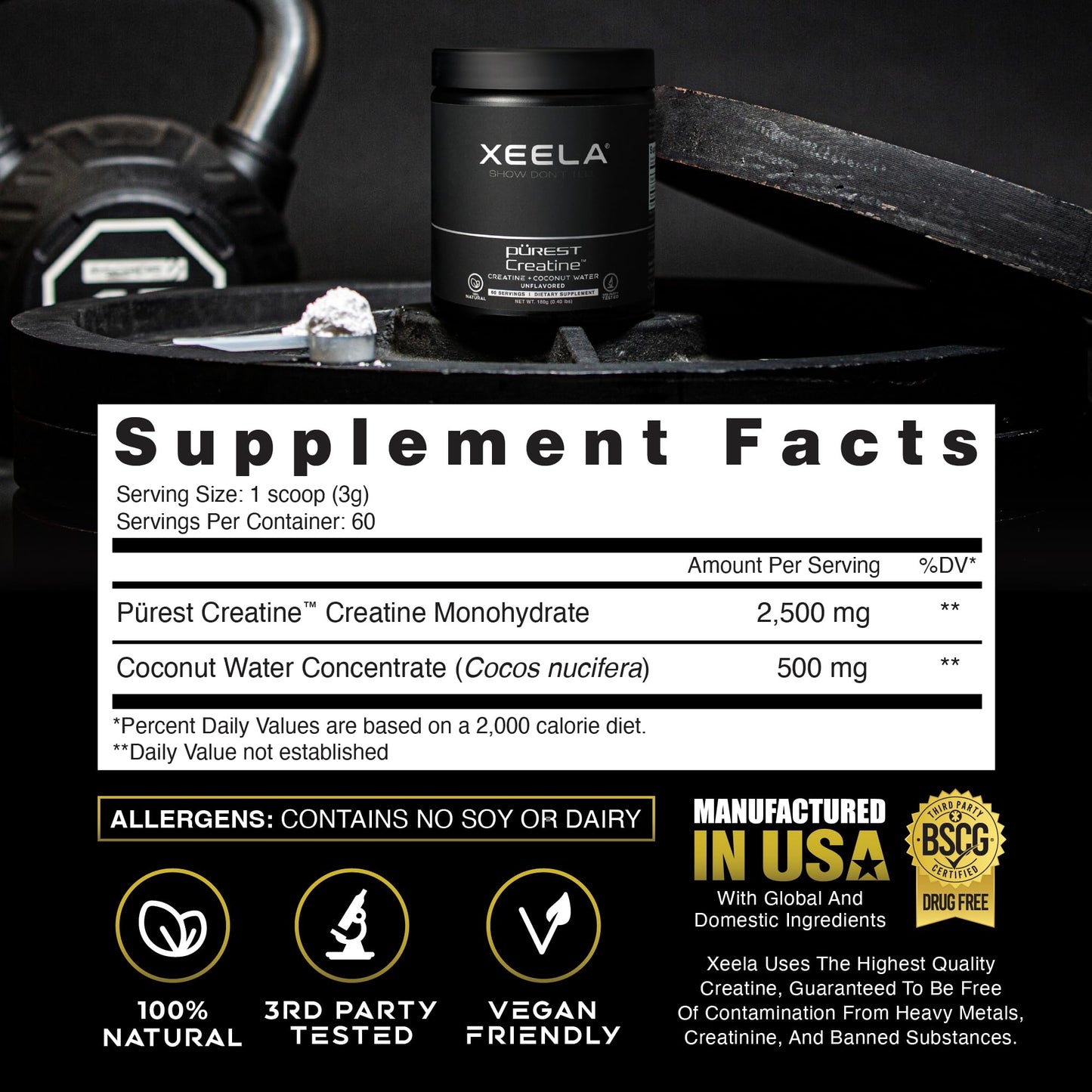 XEELA Creatine for Lean Muscle Gain Powder 8.82 Ounce