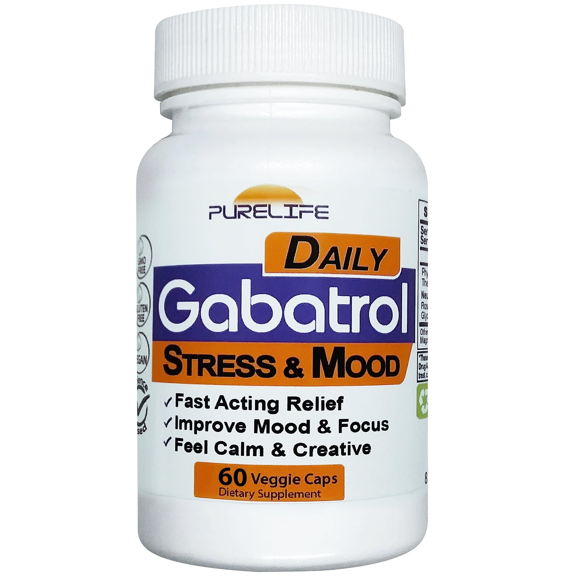 PureLife Supplements Gabatrol Daily Plant-Based GABA Supplement Capsule 60 Count