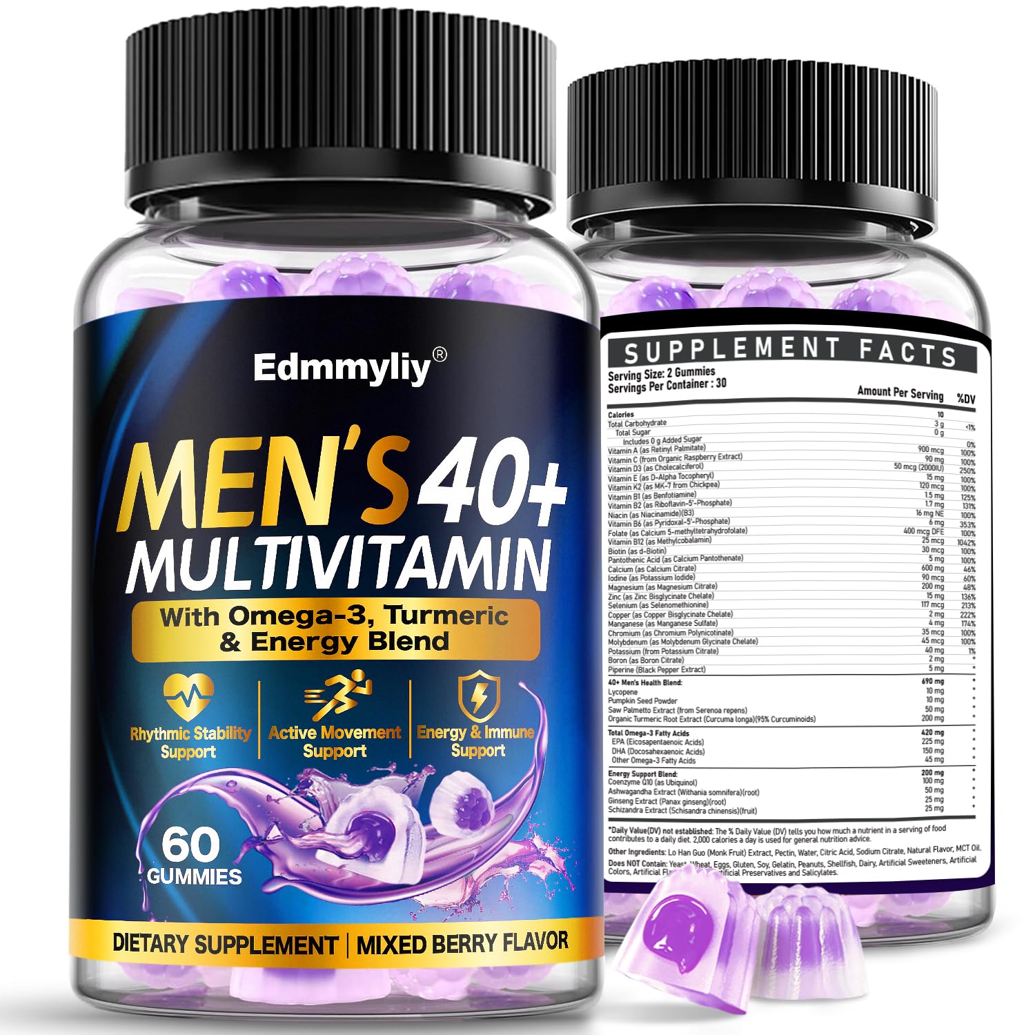 Edmmyliy Multivitamin Gummies for Men 40 Plus 120 Count