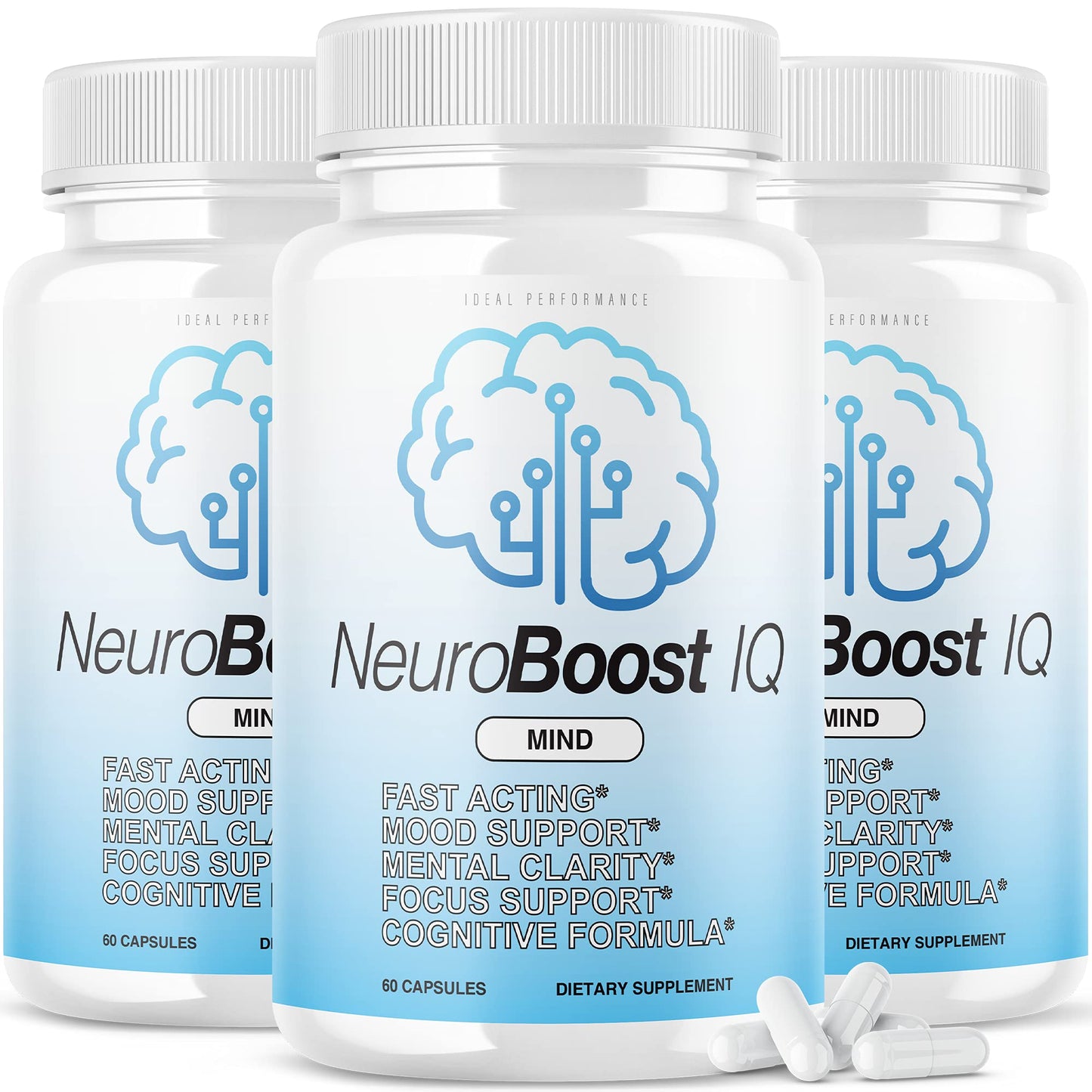 IDEAL PERFORMANCE Neuro Boost IQ Supplement Brain Pills Mind Ben Carson Neurobooster Neuroboostiq Capsules 180