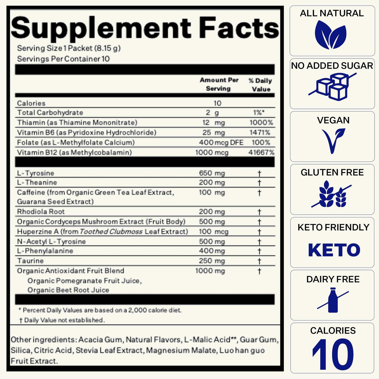Blueshift Energy + Focus Powder Sticks, 10 Pack