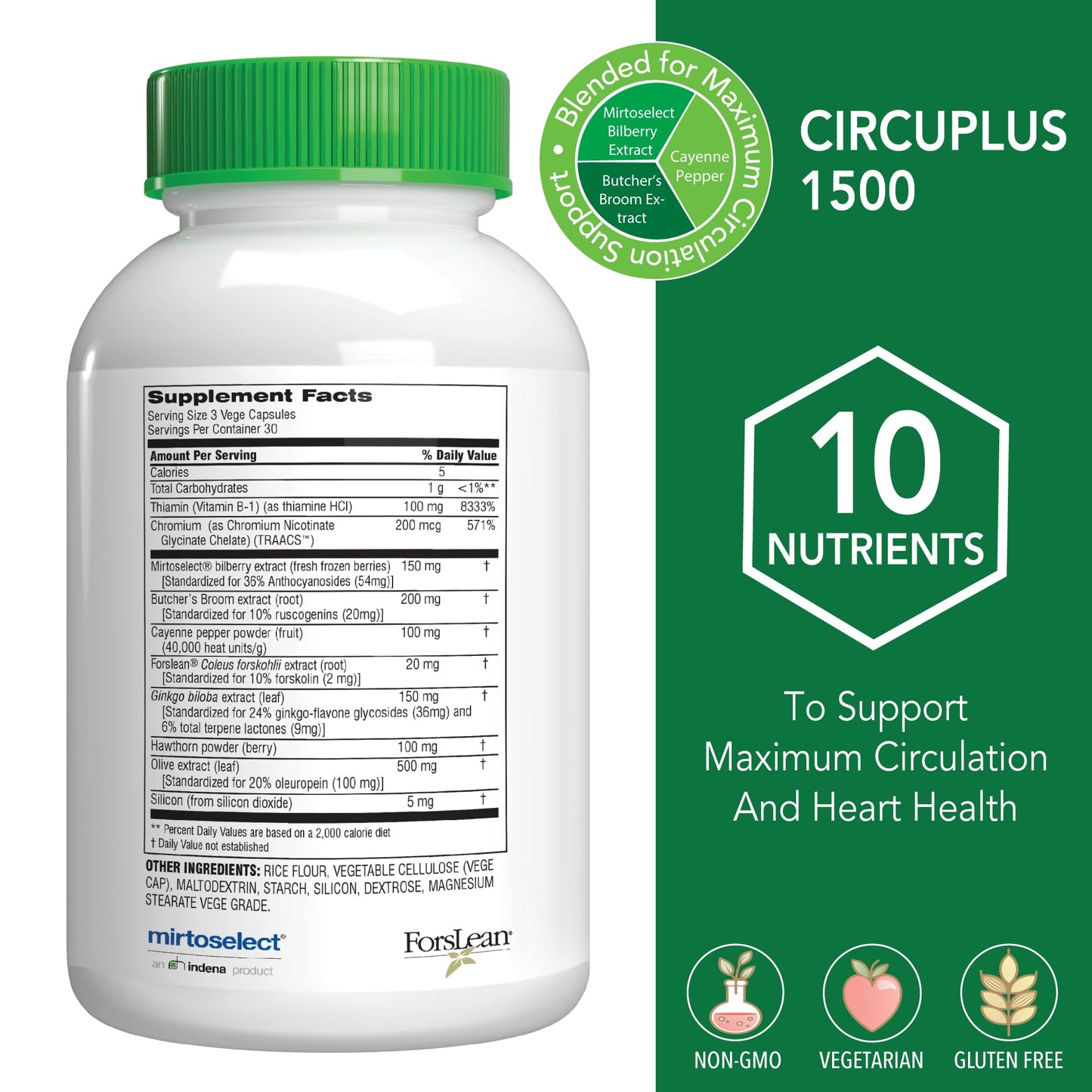 Botanic Choice CircuPlus 1500 Heart Health & Circulation and Vein Support Capsule, 90 Count